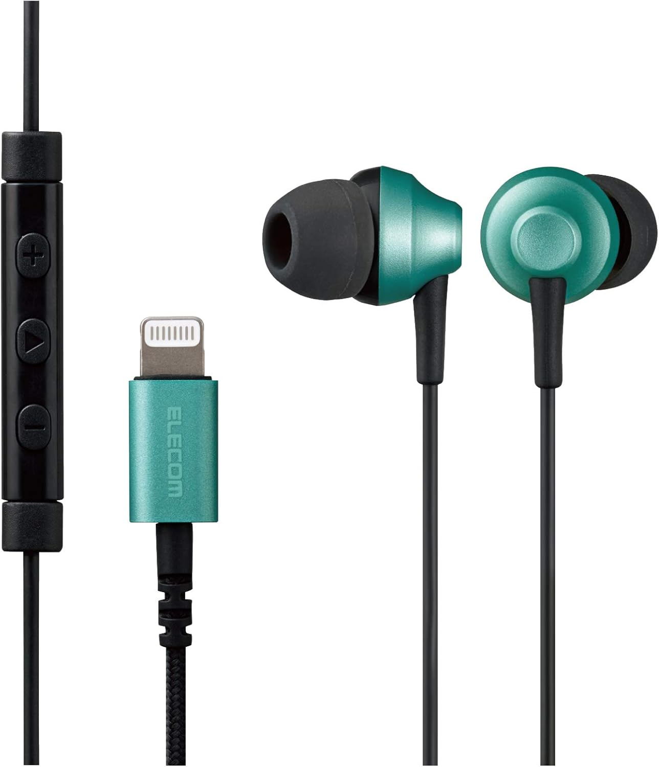 Elecom EHP-LFS12CMBK Stereo Earphones, In-Ear Type, Lightning Lightning with Microphone, Fast Music, Diameter 0.4 Inches (10.0 Mm), Heavy Duty Cable, Black, 3.9 Ft (1.2 M)