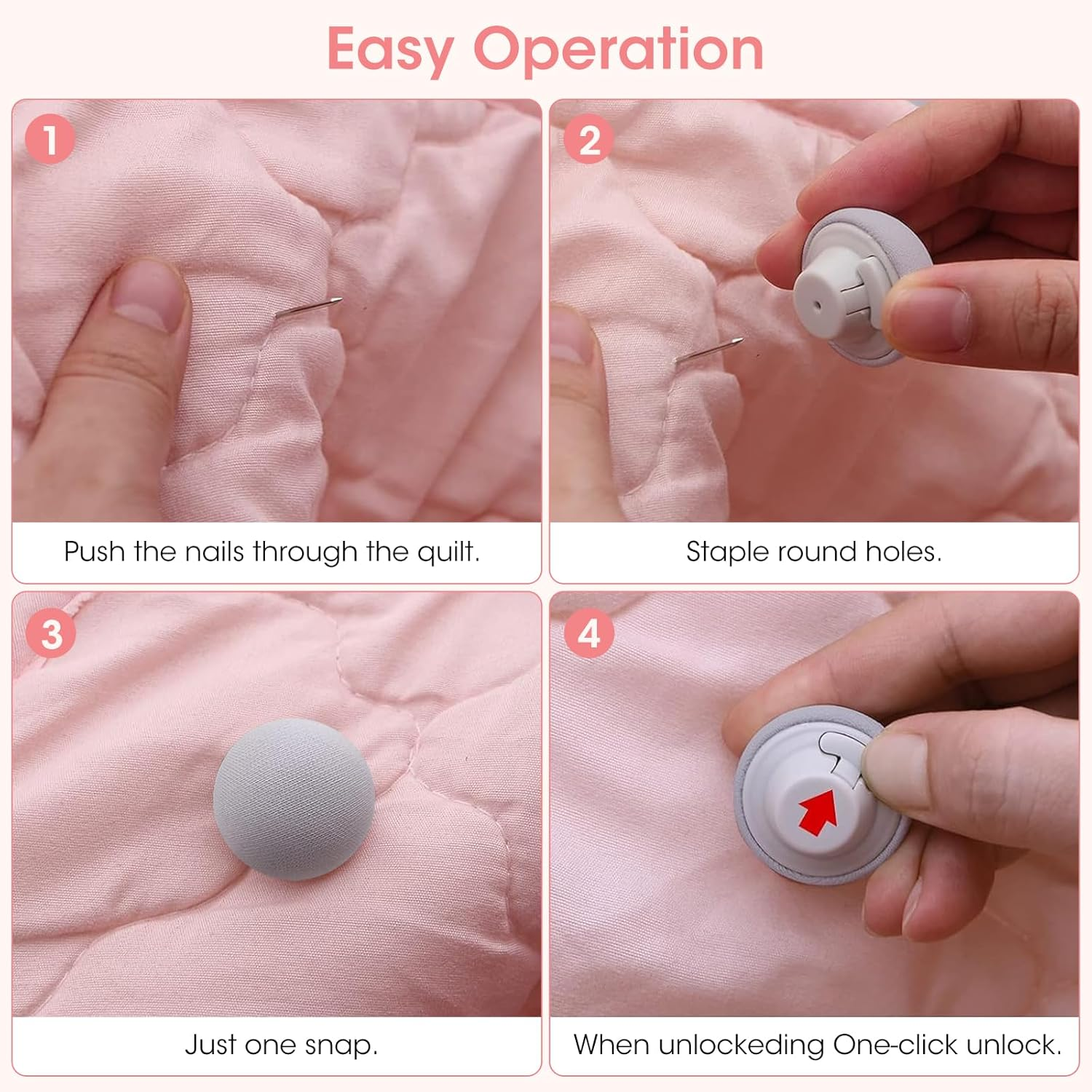 MQUPIN Duvet Clips Duvet Cover Pins,Duvet Pin Comforter Clips 16Set, Soft Fabric Material Double Sided Pin Fasteners for Quilt, Cushions, Curtains- Grey - White image number 5