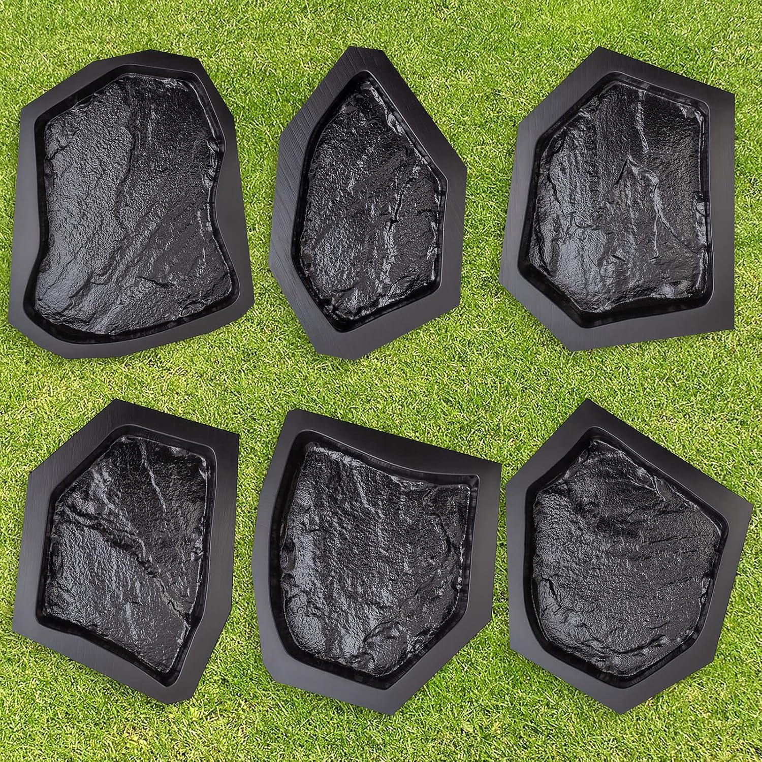 Betonex 6 Pcs Flagstone Molds ABS 2Mm Cement Mold - Reusable Paver for DIY Stepping Stone - Casting Pathmaker Garden Pathmate Pavement Precast Concrete Forms and Walkway