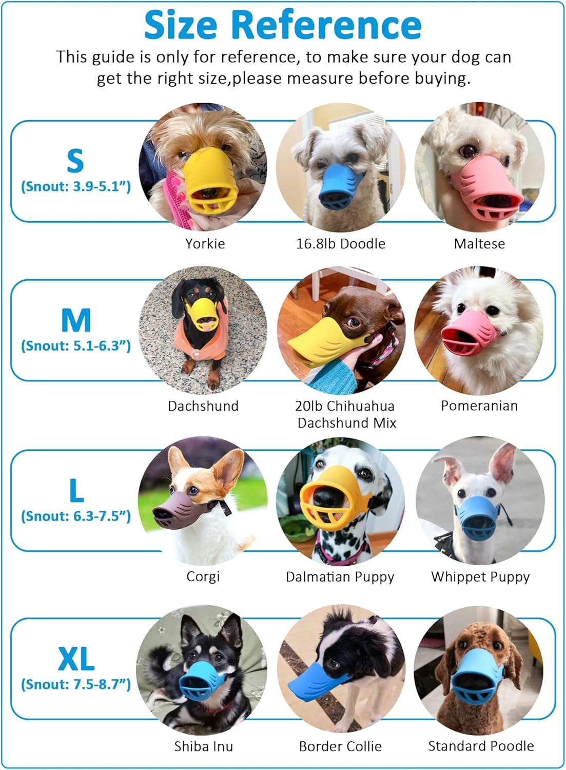 Dog Muzzle, Soft Duck Silicone Mouth Cover with Adjustable Strap for Small Medium Dogs, Best to Prevent Barking, Biting, and Chewing(Yellow,L) image number 5