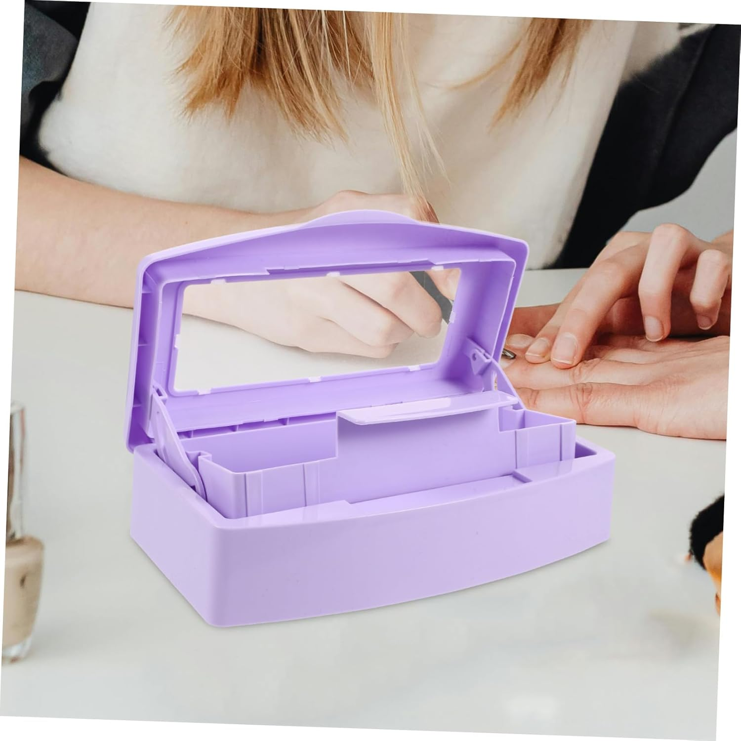 PENIKOKO Nail Art Tool Cleaning Box Portable Organizer with Lid for Manicure Tweezers Tools Clean Storage for Professionals Diy Enthusiasts for Home Salon Use