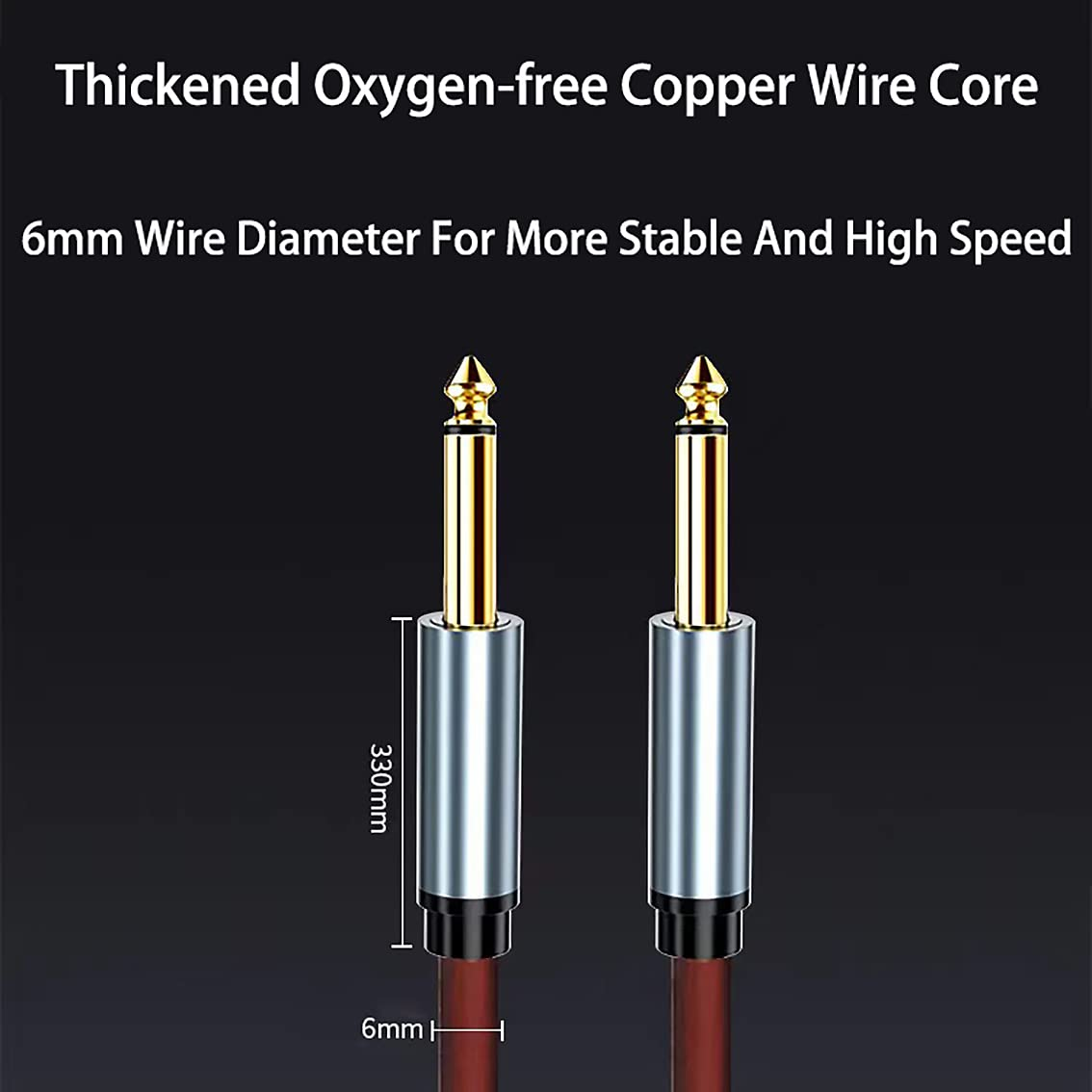 6.35Mm Instrument Cable, Tunghey Premium 6.35Mm Mono Jack 1/4" TS Cable Unbalanced Guitar Patch Cords/Instrument Cable Male to Male with Zinc Alloy Housing (2M) image number 4