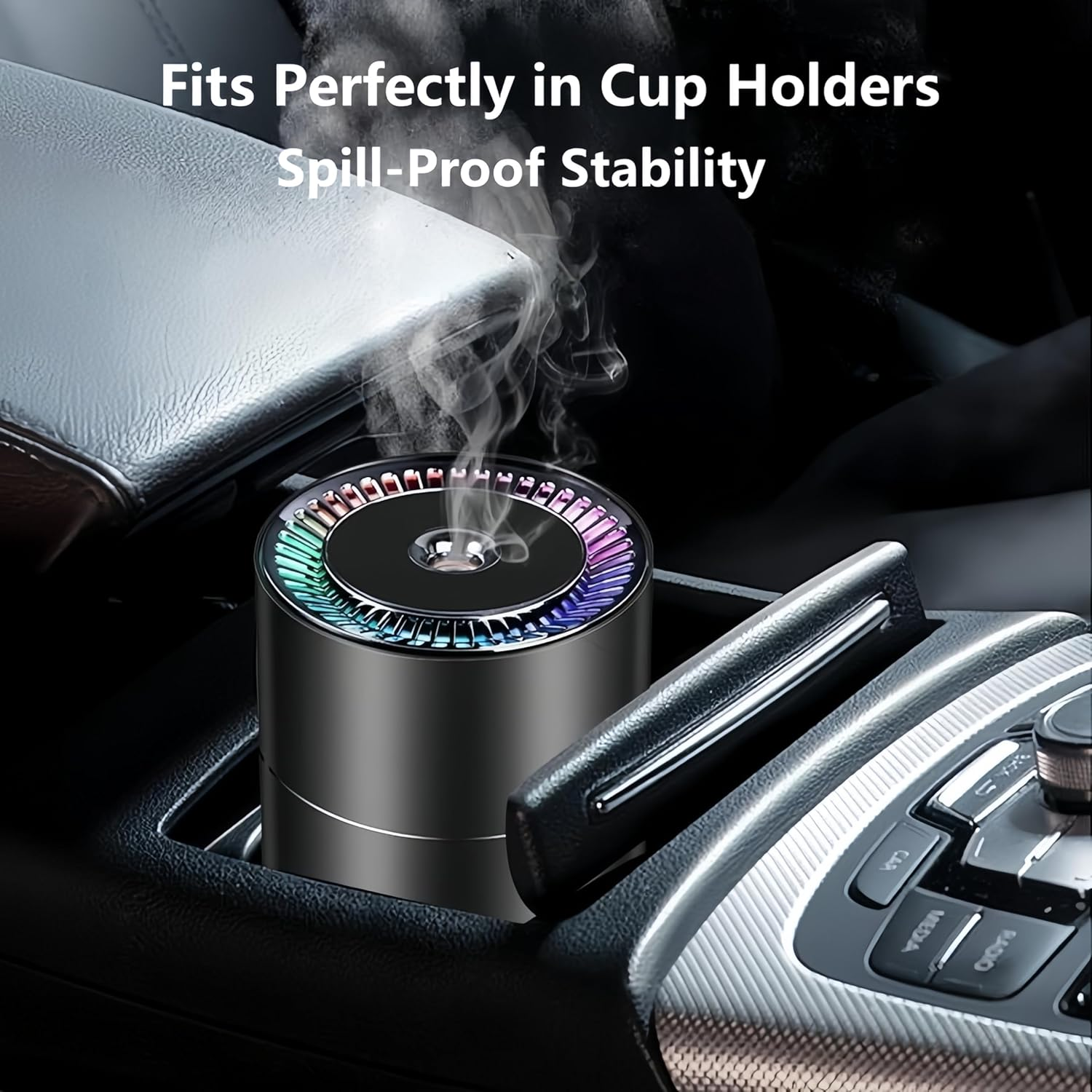 Wireless Rechargeable Car Humidifier & Aroma Diffuser, Premium Aluminum Mini Air Humidifier with 260Ml Tank, 2 Mist Modes, 7-Color LED, Auto Shut-Off, Portable USB-C Car Air Freshener image number 3
