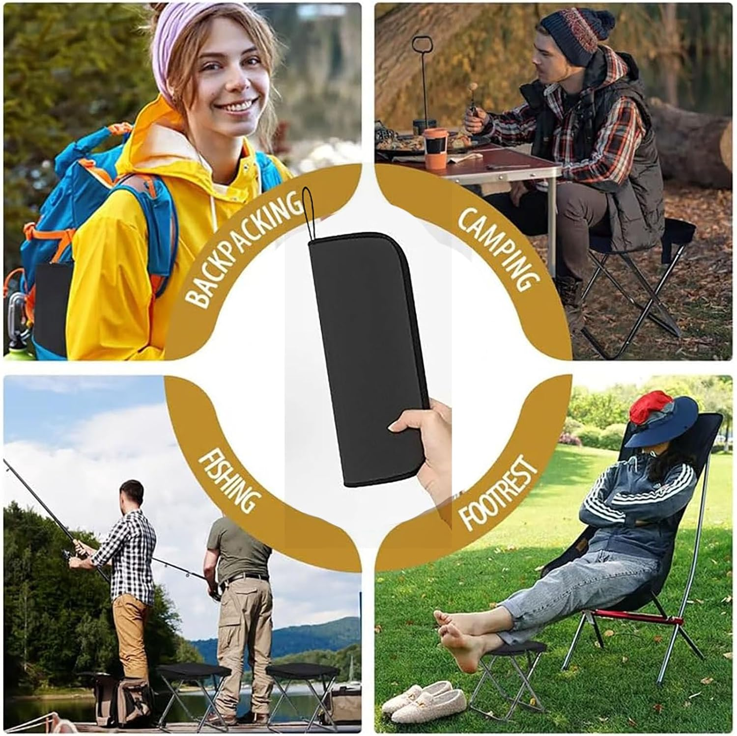 SYGELER Ultra-Light Portable Folding Chair,Portable Outdoor Travel Stool,Compact and Travel-Friendly Folding Stool for Camping and Hiking, Carry Bag Included image number 2