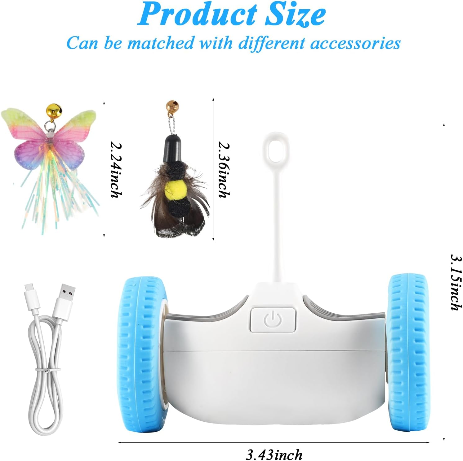 Interactive Cat Toys Automatic Feather Toy, Smart Pet Exersise Electric Toys with 2 PCE Feathers, Automatic Moving Wheels Cat Toys for Kitten Indoor image number 1