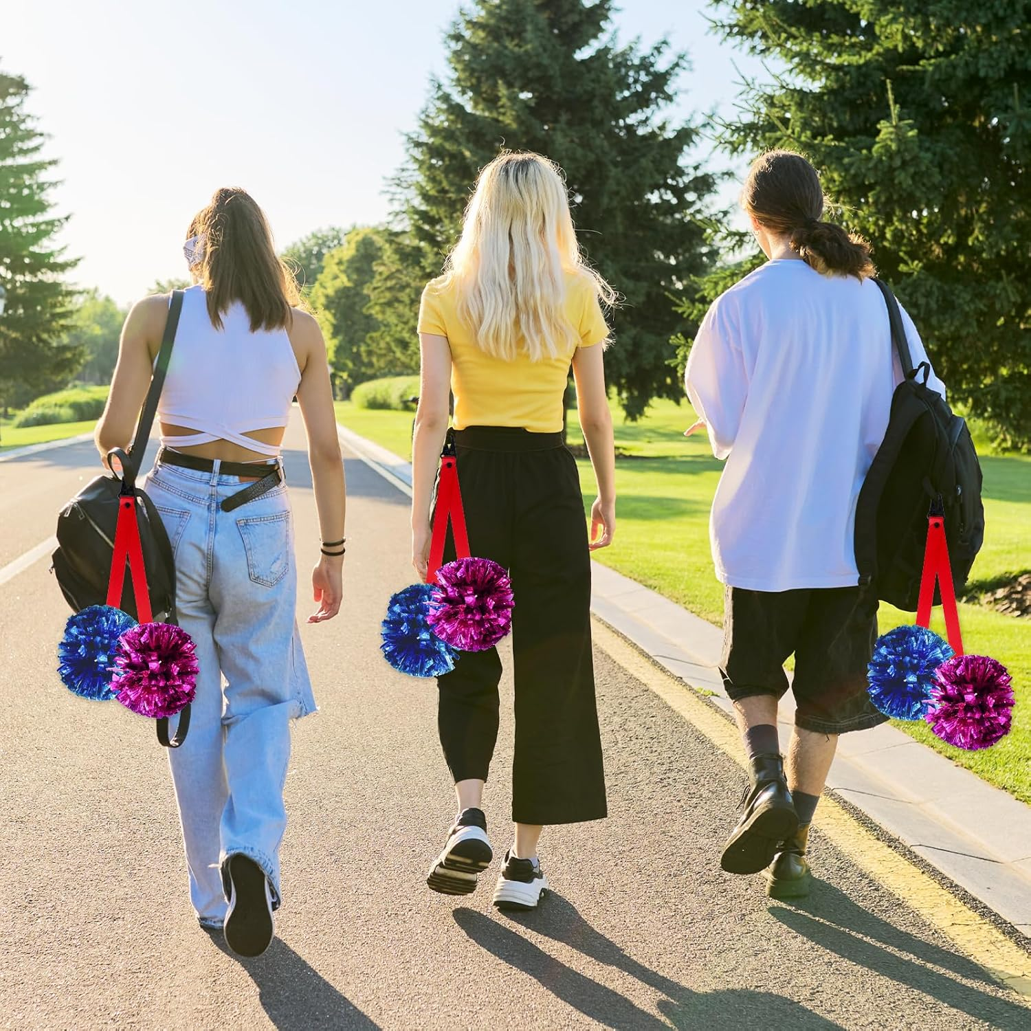 Gosknor Cheer Bow Holder, 19 Inch Cheerleader Pom Pom Holder Red Pom Holder for Cheerleading Pom Poms Cheerleading Accessories (Without Poms) image number 6