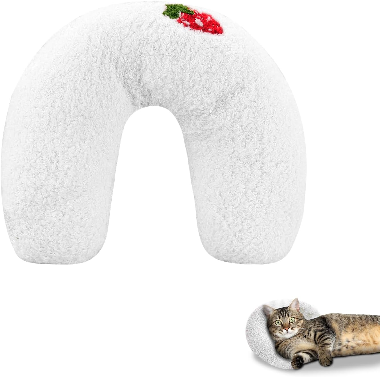 Andiker Pillows for Cat, U Shape Soft Fluffy Cat Pillow for Cat to Lay on Cat Bed Pillow Ultra Soft Pet Pillows for Cat Fluffy Cat Pillows for Indoor Cats and Puppies to Improve Sleep Quality(Blue)