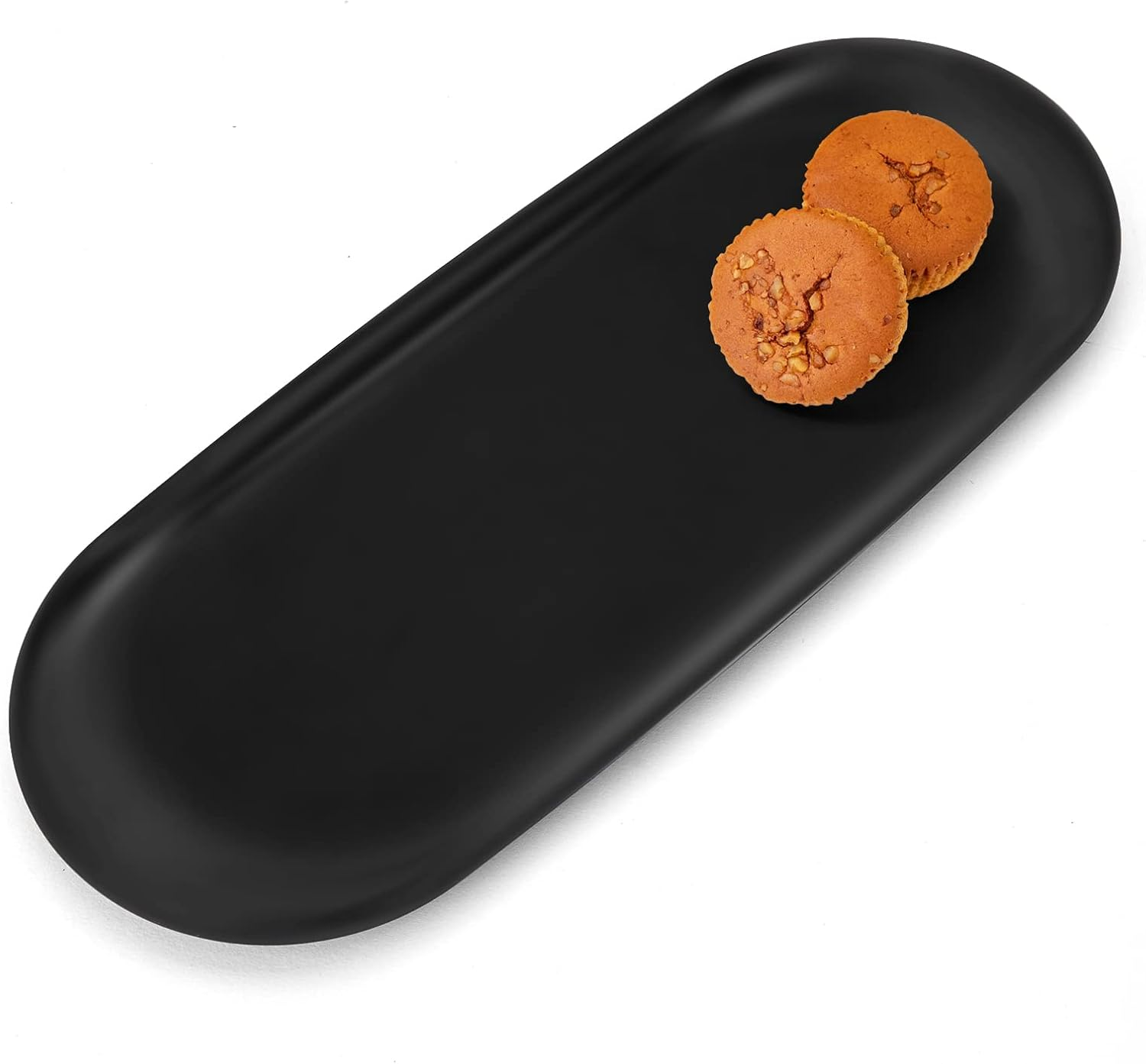 Black Bathroom Vanity Tray, Oval Small Decorative Serving Tray, Jewelry Dish Metal Trinket Tray, Perfume Candle Key Towel Storage Tray (Black, 30Cm 1 Pcs) image number 5