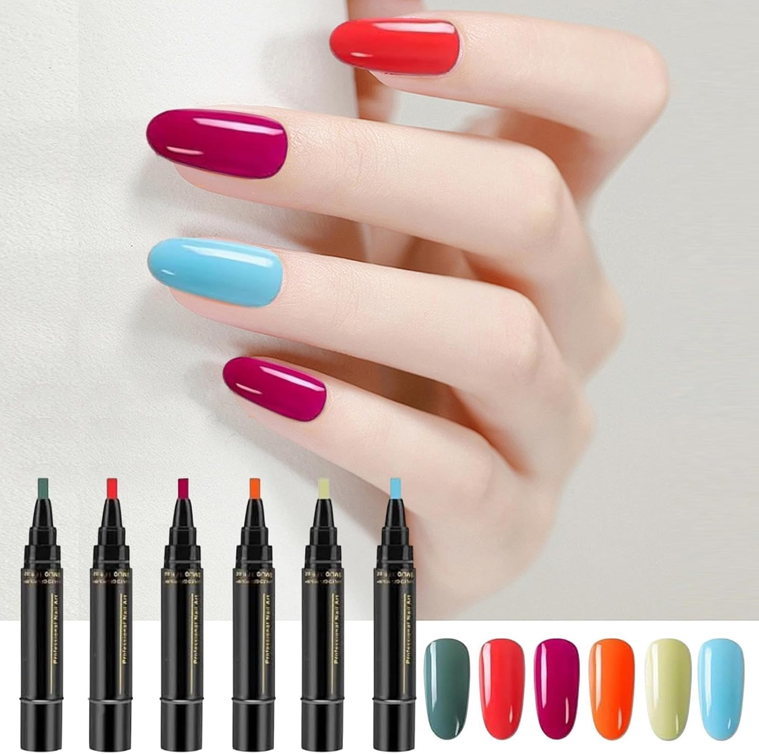 Generic Nail Polish Pens, 6 Colors Polishey Gel Nail Polish Pen Set, Quick-Dry, No UV, All-In-One Tool - 02 image number 4