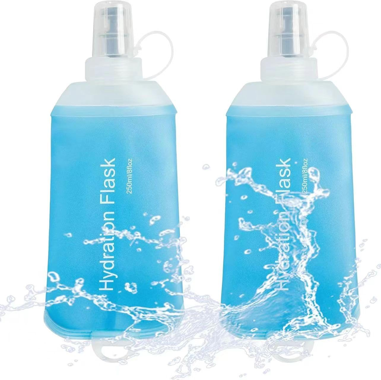 2 Pack 250ML Soft Flask Running Water Bottles,Foldable Water Bottle,Tpu Collapsible Running Hydration Flask for Hydration Pack Hiking Cycling Climbing image number 1