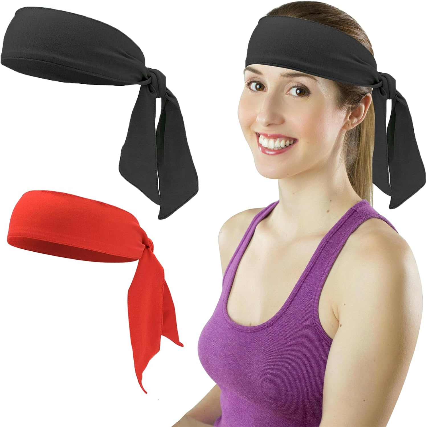 TRADERPLUS Tennis Headbands Head Tie Men Running Athletic Basketball Sweatbands Sports Moisture Wicking Adjustable Stetchy Non-Slip Scarf