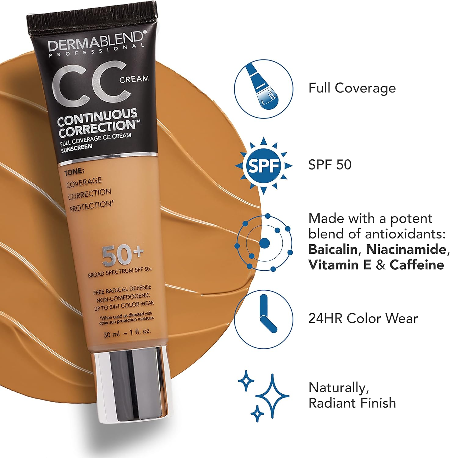 Dermablend Continuous Correction CC Cream, Shade: 37N, 30Ml image number 3