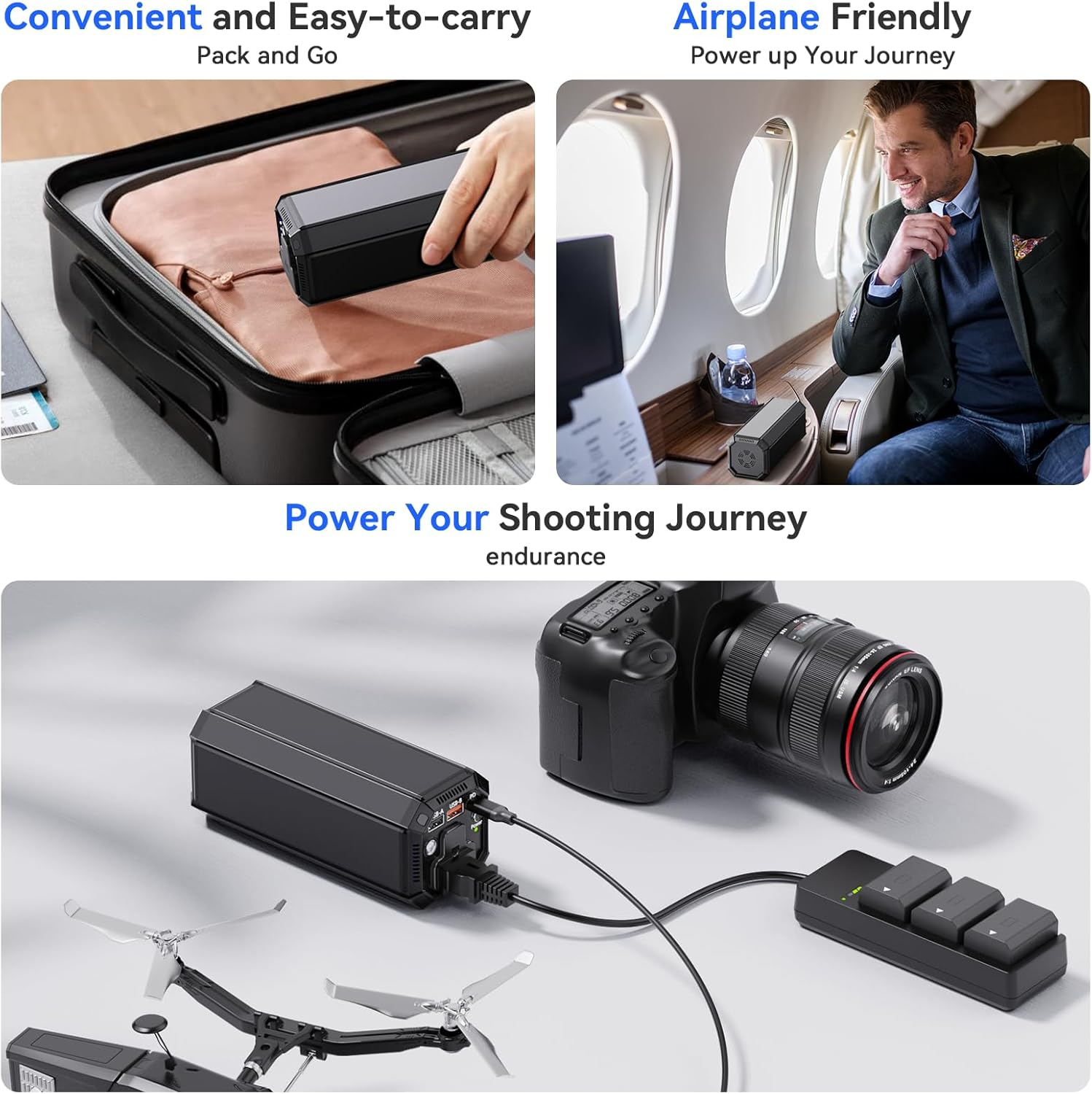 Portable Power Bank with AC Outlet, 100W Portable Laptop Charger, 98Wh/27000Mah High Capacity with 65W PD USB C Laptop Battery Bank, Backup Power Source for Business Travel and Outdoor Activities image number 5