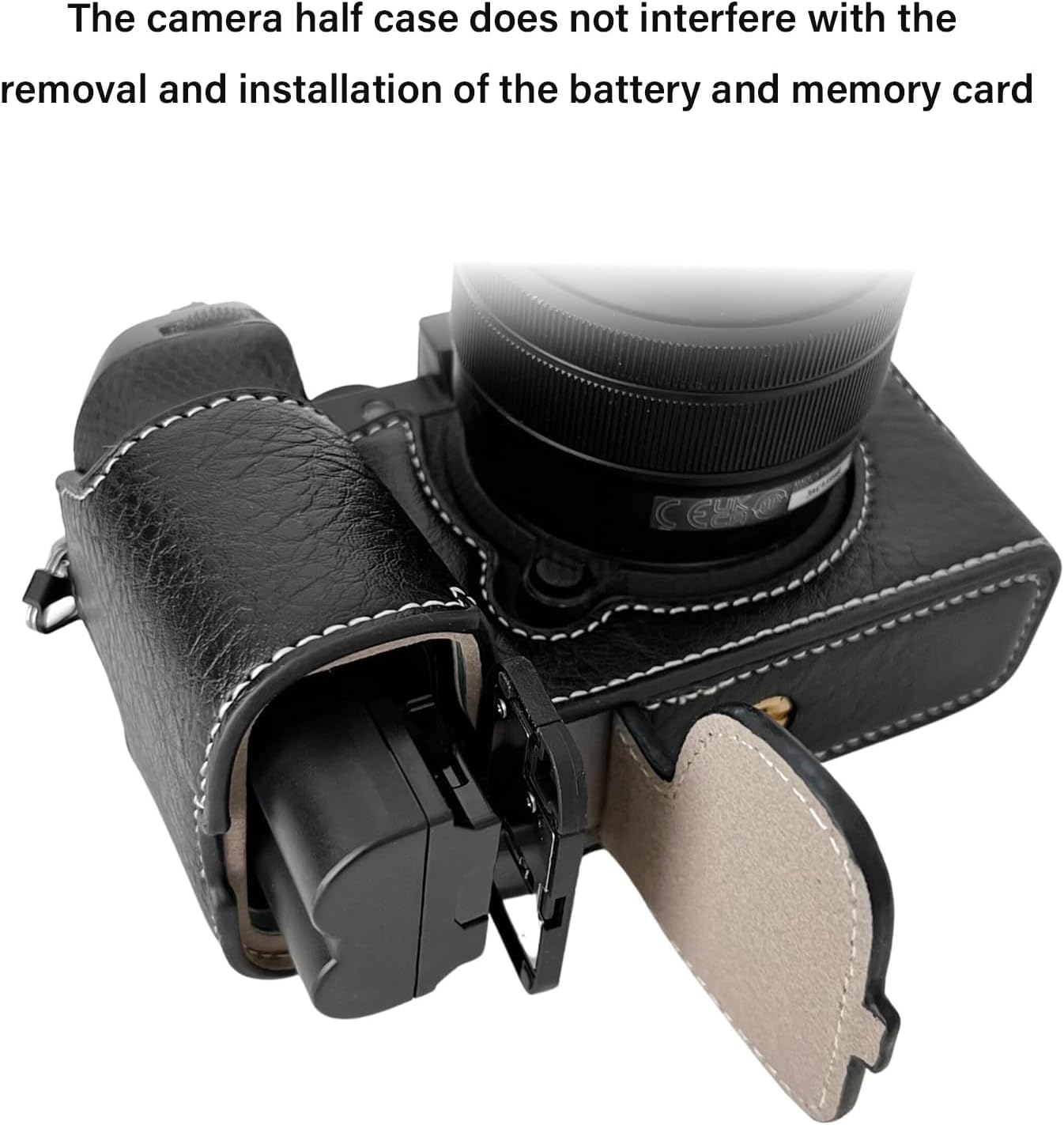 VOVMOEYA XS20 Case,Half Camera Case for Fuji XS20,PU Leather Camera Half Case Compatible with Fujifilm X-S20 Digital Camera - Black - Black image number 2