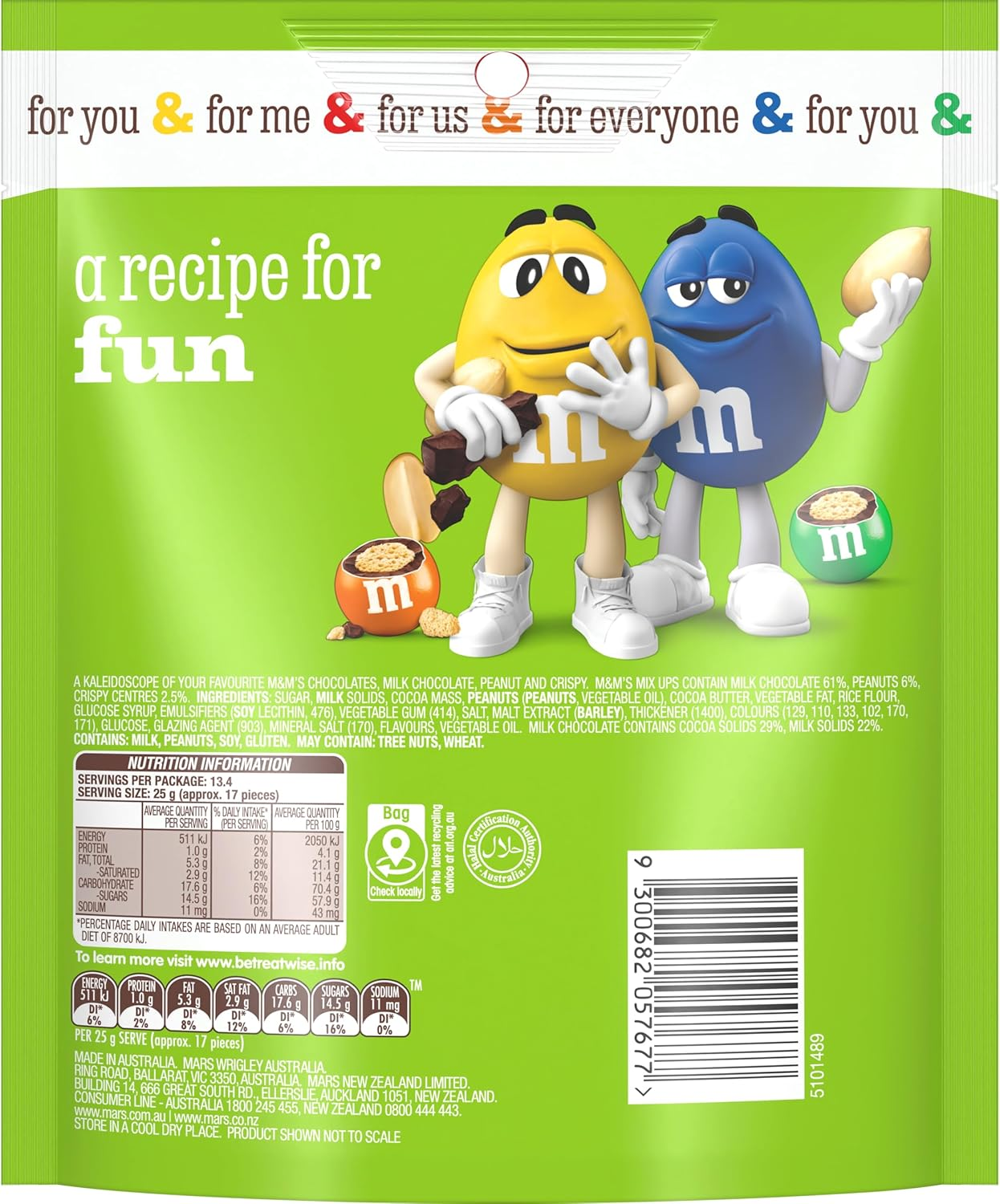 M&M'S Mix Up'S (Milk Chocolate, Peanut, Crispy) Large Bag, 335G image number 2