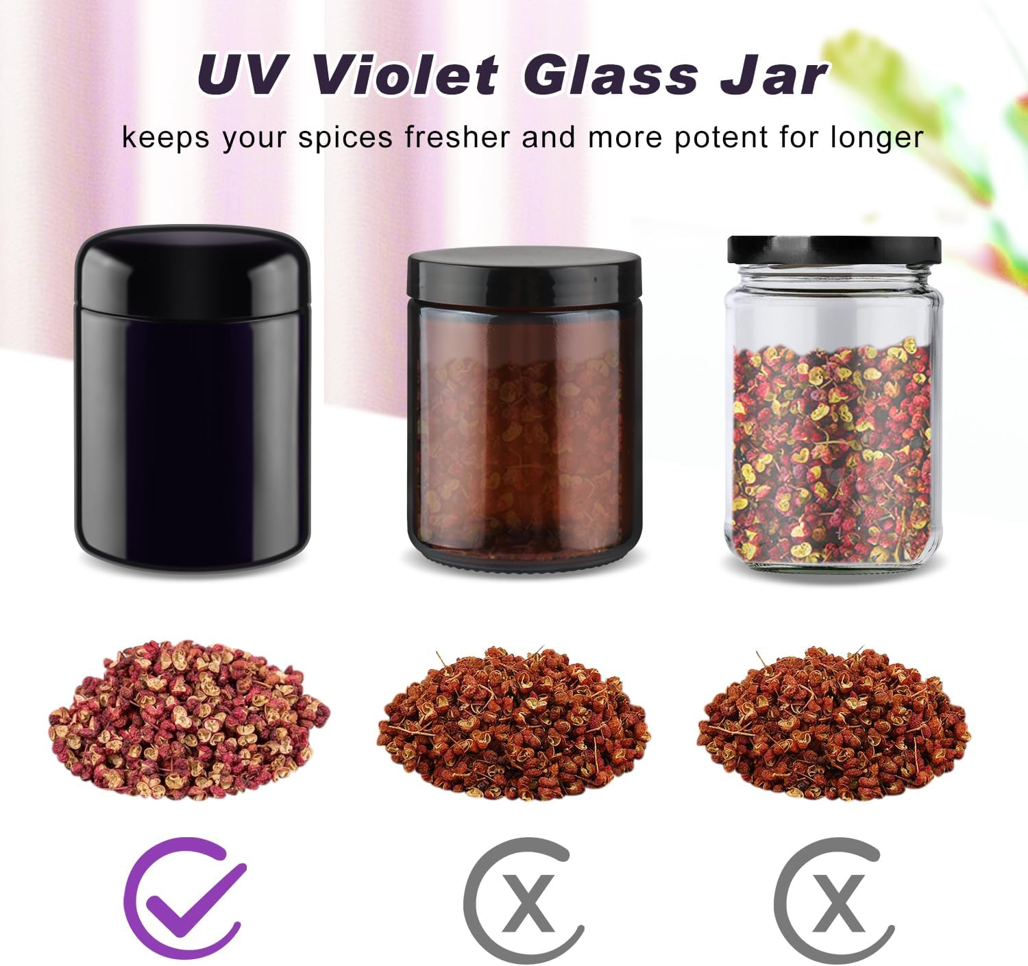 2 Pack Black Ultraviolet Glass Jar Empty Airtight Storage Jar UV Protection Refillable Containers Jar Smell Proof Glass Bottle for Coffee Tea Spices Herbs Cosmetics and More (250Ml/8.3Oz) image number 4