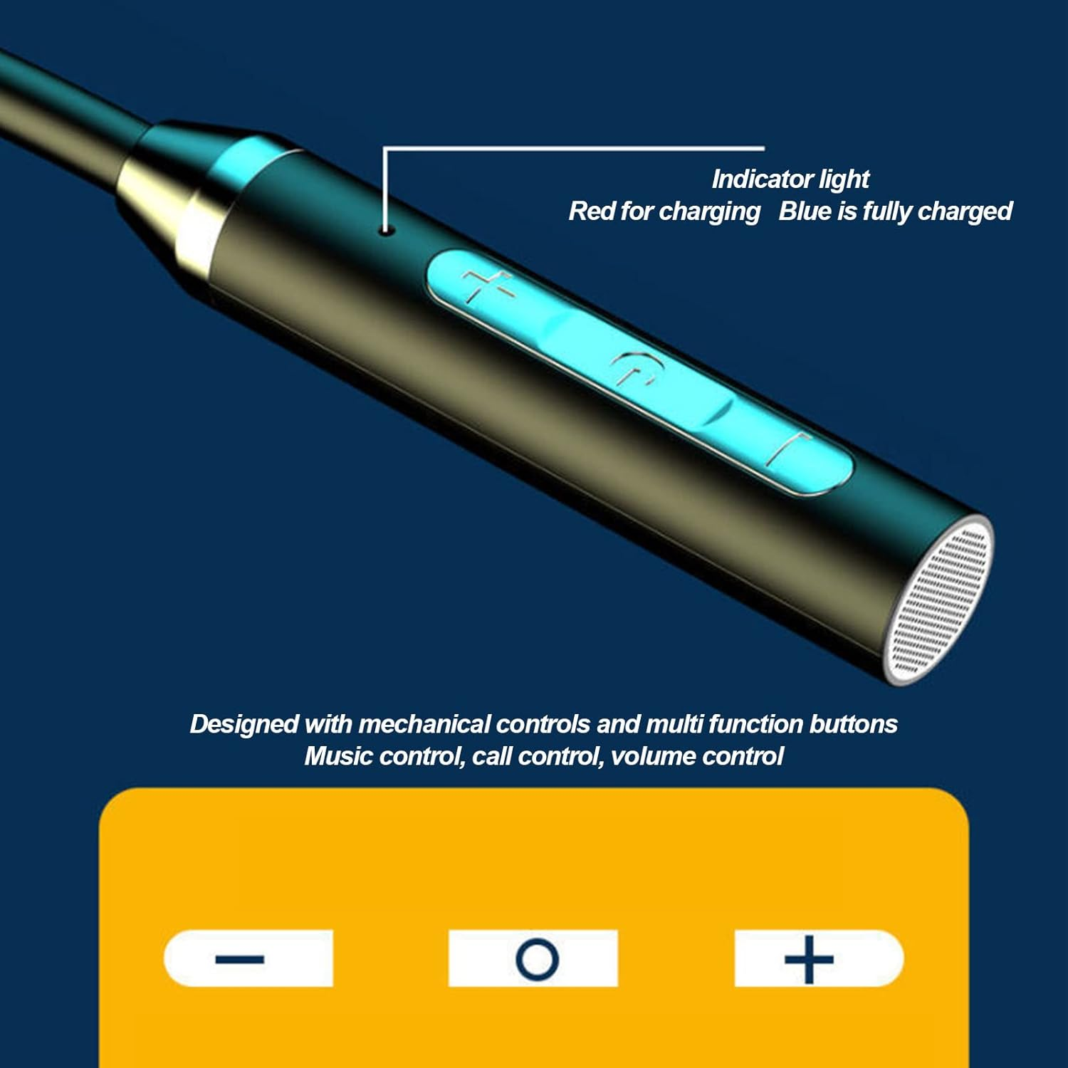 Wireless Neckband Earbuds Bluetooth 5.2 IPX5 Waterproof Magnetic with Enhanced Bass Stereo Sports Headphones for Workout (Blue) image number 3