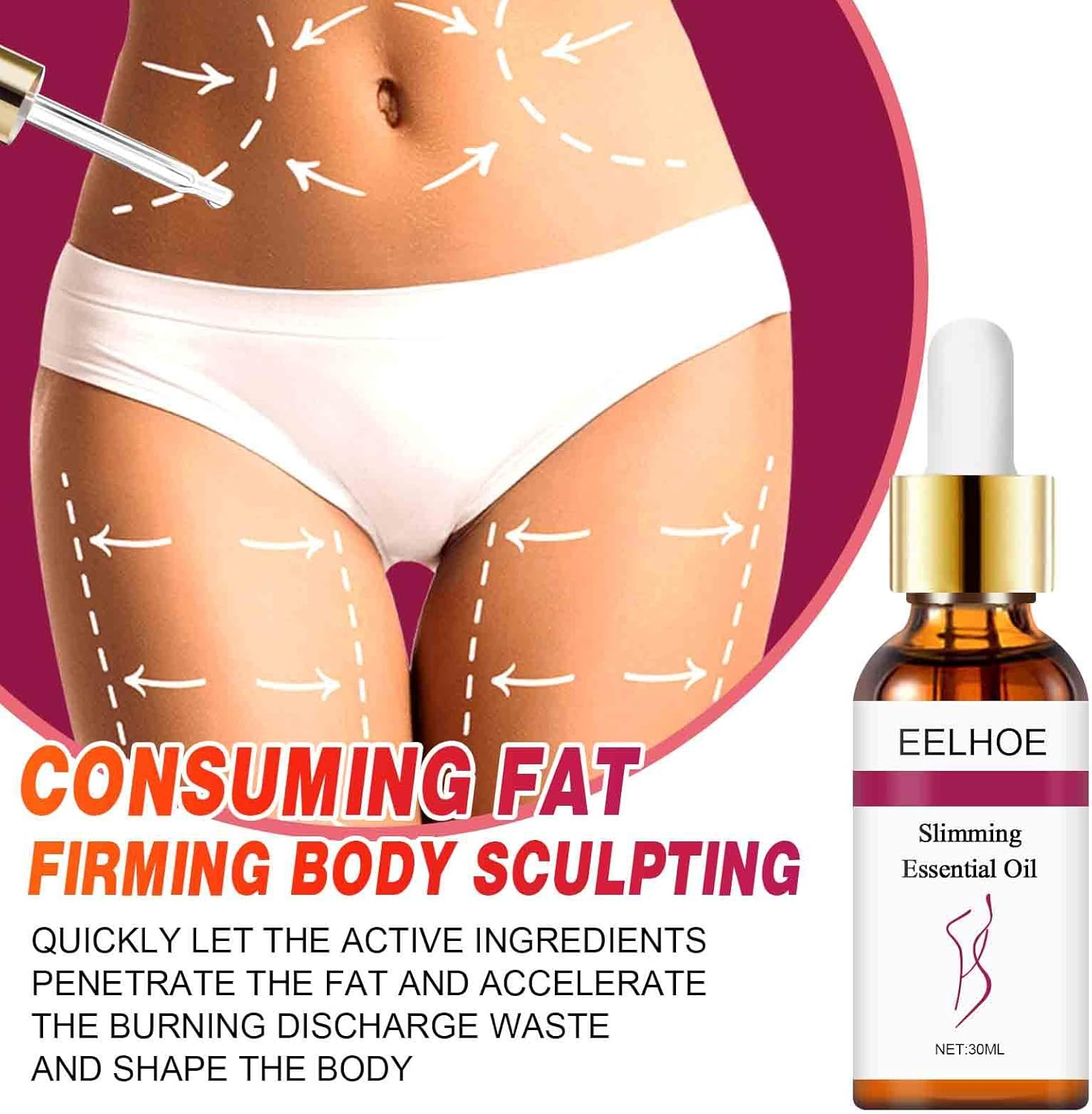 30Ml Belly Shaping Oil, Herbal Slimming Massage Oil, anti Cellulite Massage Oil, Fat Burning Massage Oil Natural Lymphatic Drainage Spa Essential Oil for Tummy Abdomen and Waist Stay 2PCS image number 6