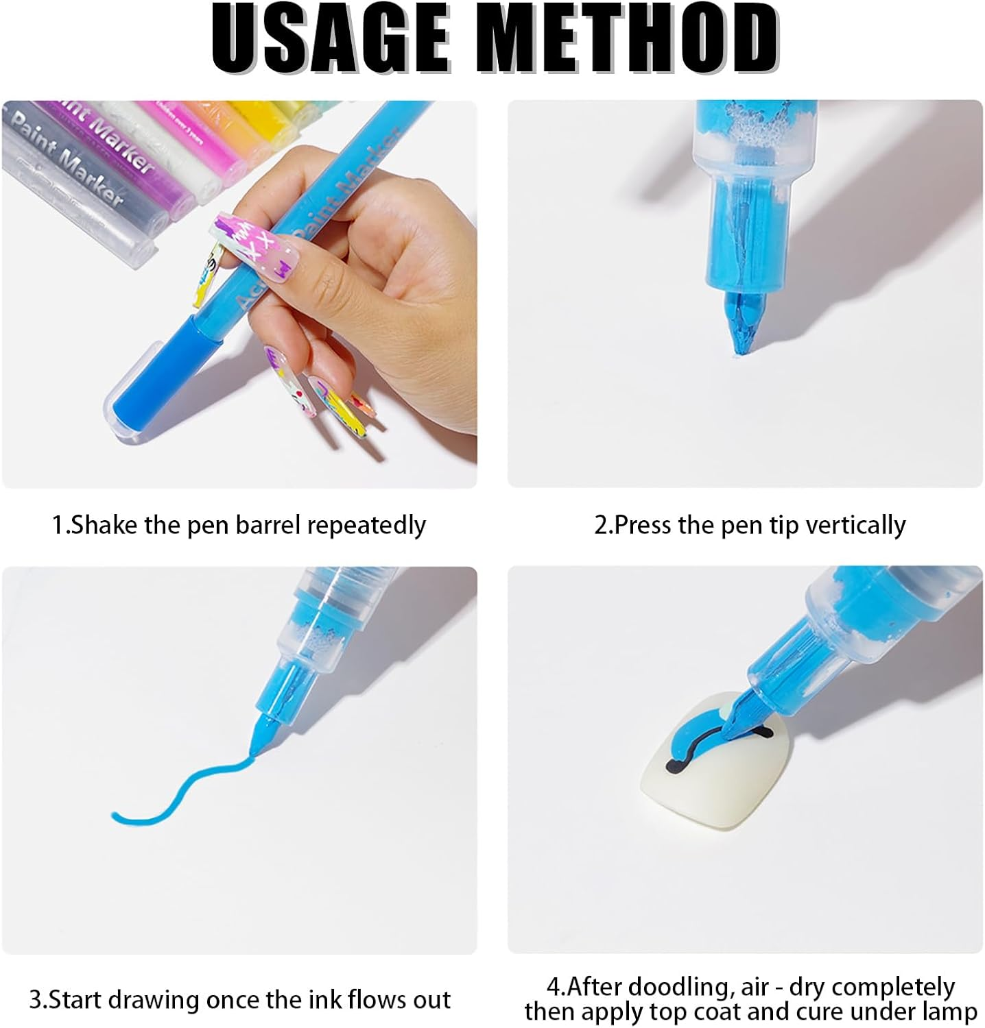 Quick Dry Fine Tips Nail Art Pen, Nail Varnish Pens for DIY Manicure, Nails Drawing Pen for Diy,White Nails Pencil, French Tip Stamp Pens, Manicure Tools(White) image number 5