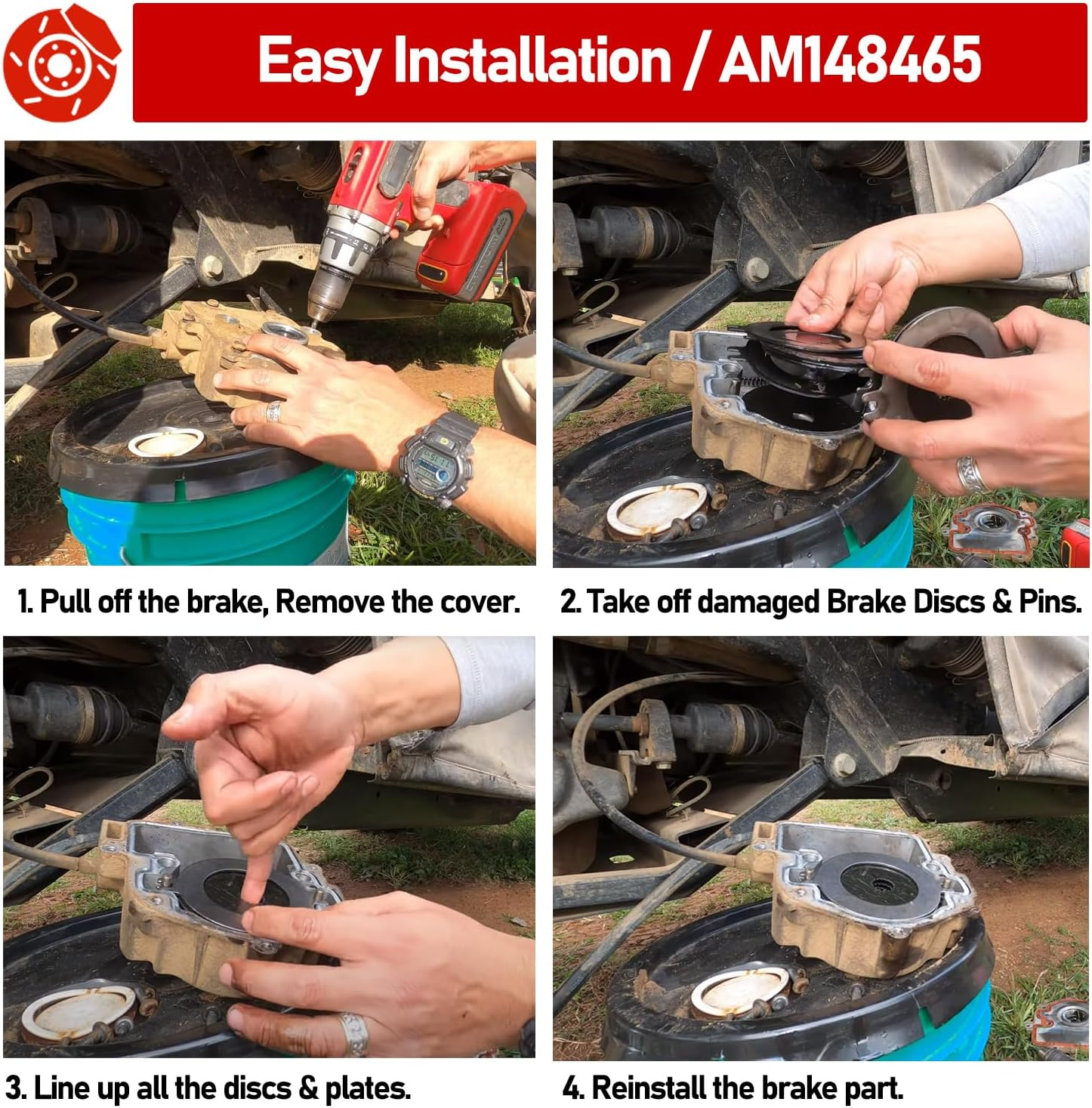 AM148465 Brake Kit Wet Park Brake Disk Kit for John Deere XUV 625 825 835 855 865 Gator Utility Vehicles, Replace # AM148465, AM140803 Wet Brake Discs Kit image number 5