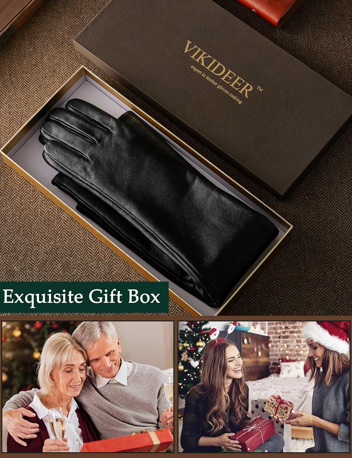 VIKIDEER Warm Soft Long Leather Gloves Women Plush Lined Full Touchscreen Luxury Gloves for Evening Opera Arty Costume 23.6'' image number 7