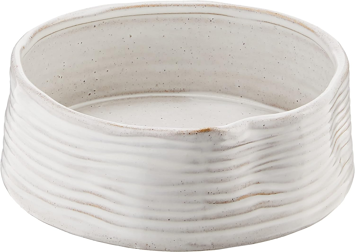 Fringe Studio Stoneware Pet Bowl, Medium, Ribbed White (501005) image number 2
