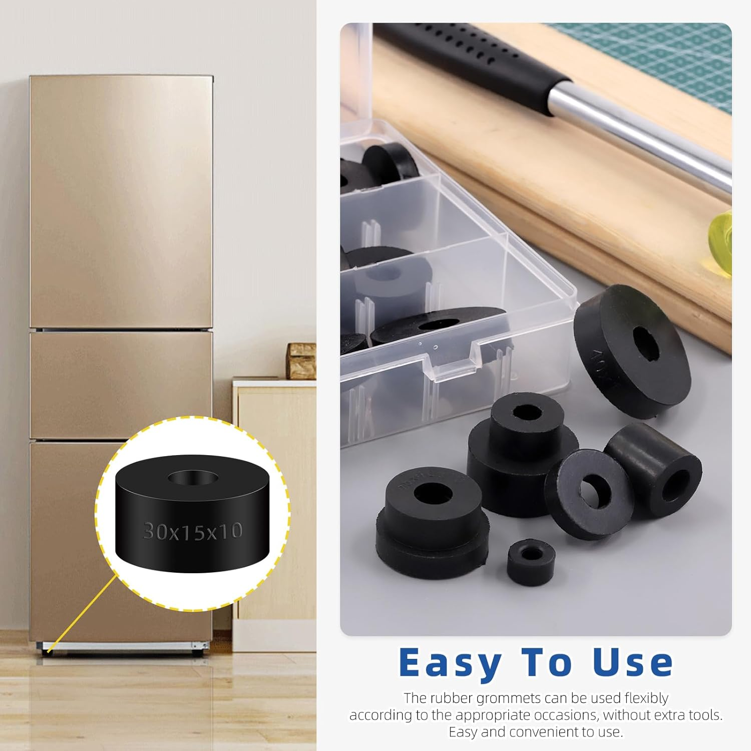 Glarks 40Pcs 8 Sizes round Rubber Spacer Assortment Kit, Multi Purpose Black round Neoprene Washers anti Vibration Rubber Spacer Bushings for Electrical Repair and Home Car Accessories image number 6