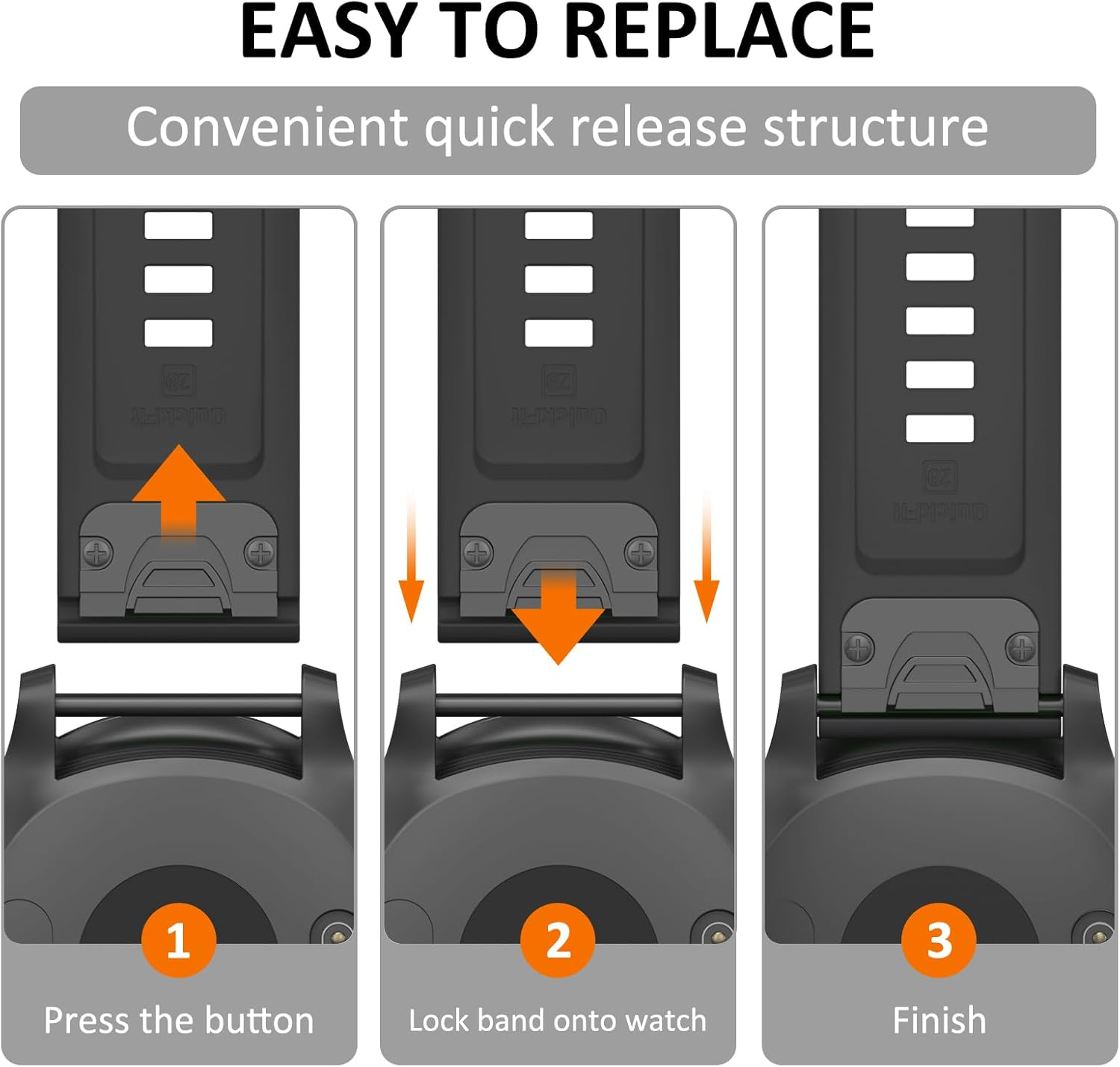 Quickfit Watch Band for Garmin Fenix 6X Pro Band/Sapphire Men Women, Soft Adjustable Sport Easy Fit 26Mm Watch Bands Replacement for Garmin Fenix 5X/5X Plus,Fenix 3,Quatix 3,Tactix Bravo - Midnight Blue image number 3