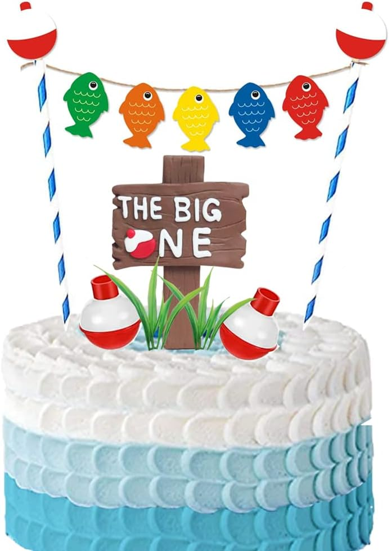 Fishing Cake Topper Gone Fishing Cake with Bass Reed Happy Birthday Sign