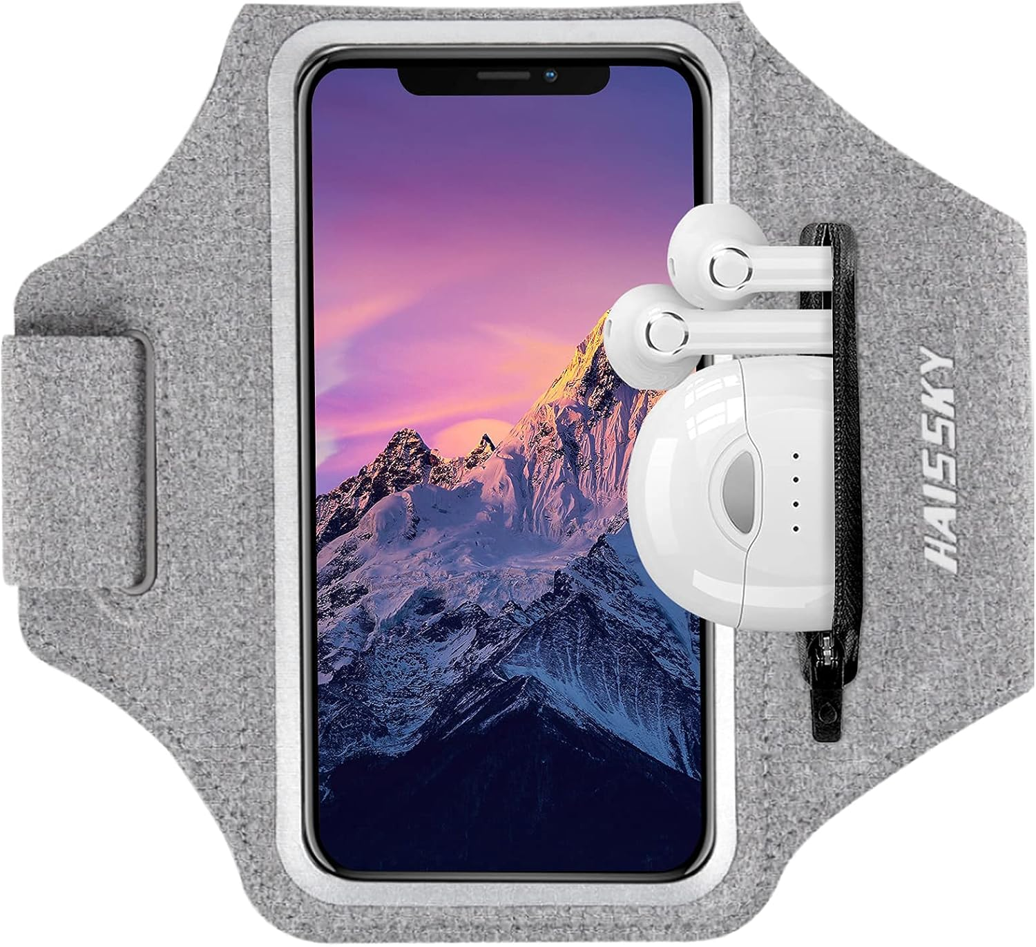HAISSKY Sports Armband with Headphones Bag Sports Armband Mobile Phone Case Sport for Iphone 16 Pro Max/15 Pro/14/13 Pro/12 Plus, Huawei P70 Pro/P60 Pro/Mate 60 Xiaomi, Galaxy Mobile Phone Case