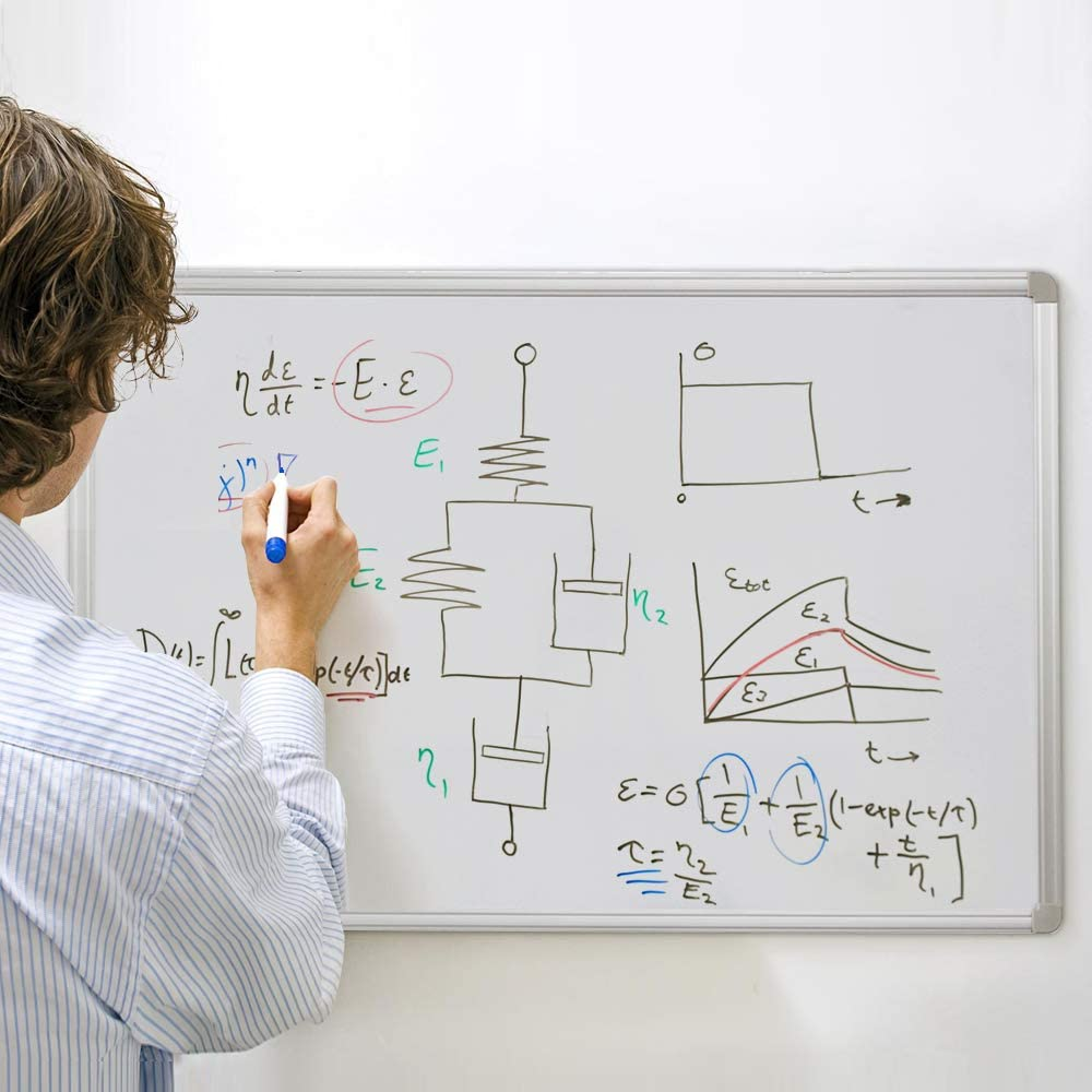 HAND in HAND Magnetic Whiteboard, Dry Erase Board, Silver Aluminum Frame, Including 1 X Dry-Erase, 2 X Magnets and 1 X Dry-Erase Board Markers, for School, Home, Office (905 X 600 MM)