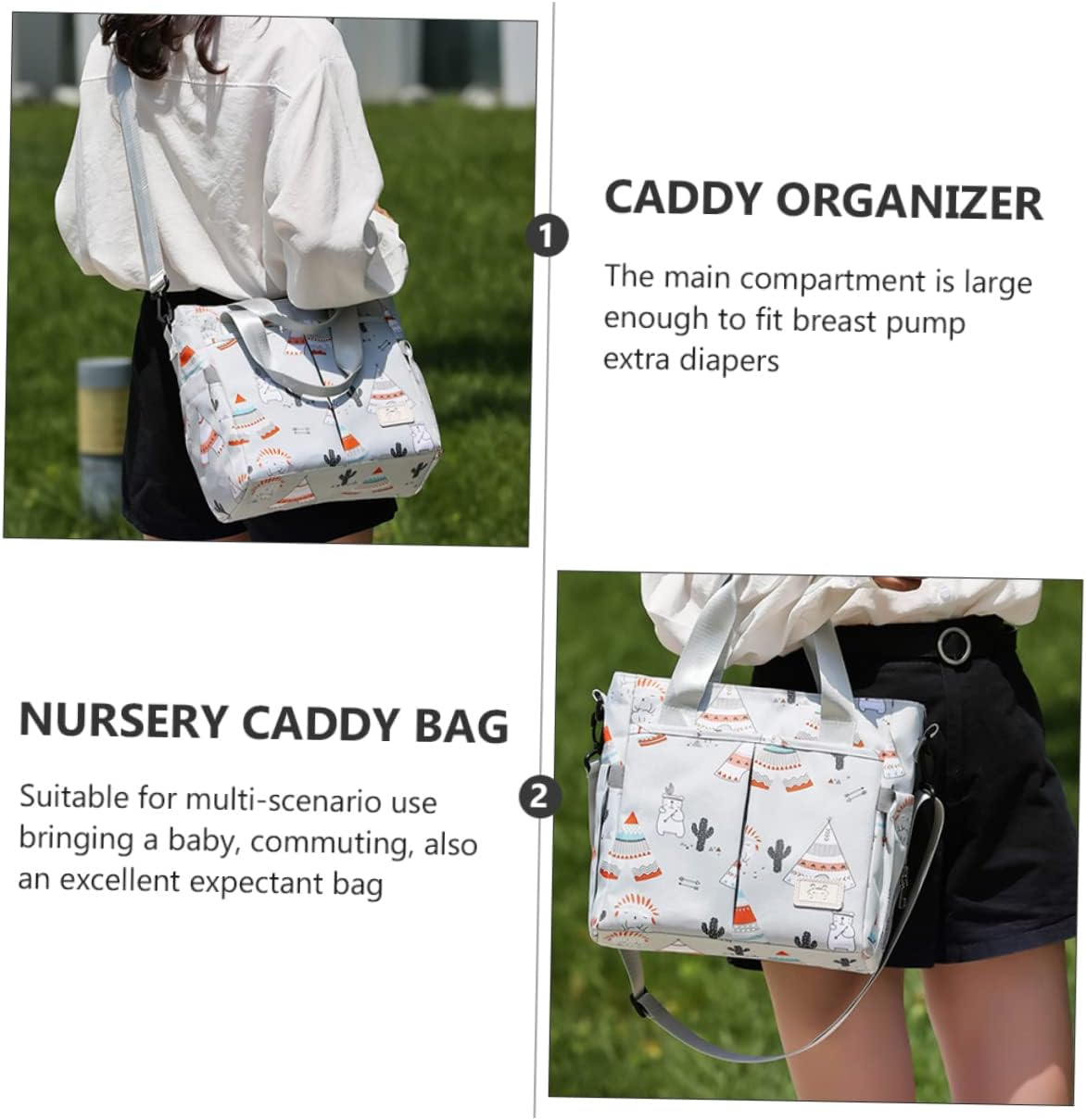 Ibasenice Expectant Bag Organizer Capacity Nursery Shoulder Strap Pouch for Essentials Multi-Functional Stroller Organizer Travel and Household Storage for Expecting Parents image number 5