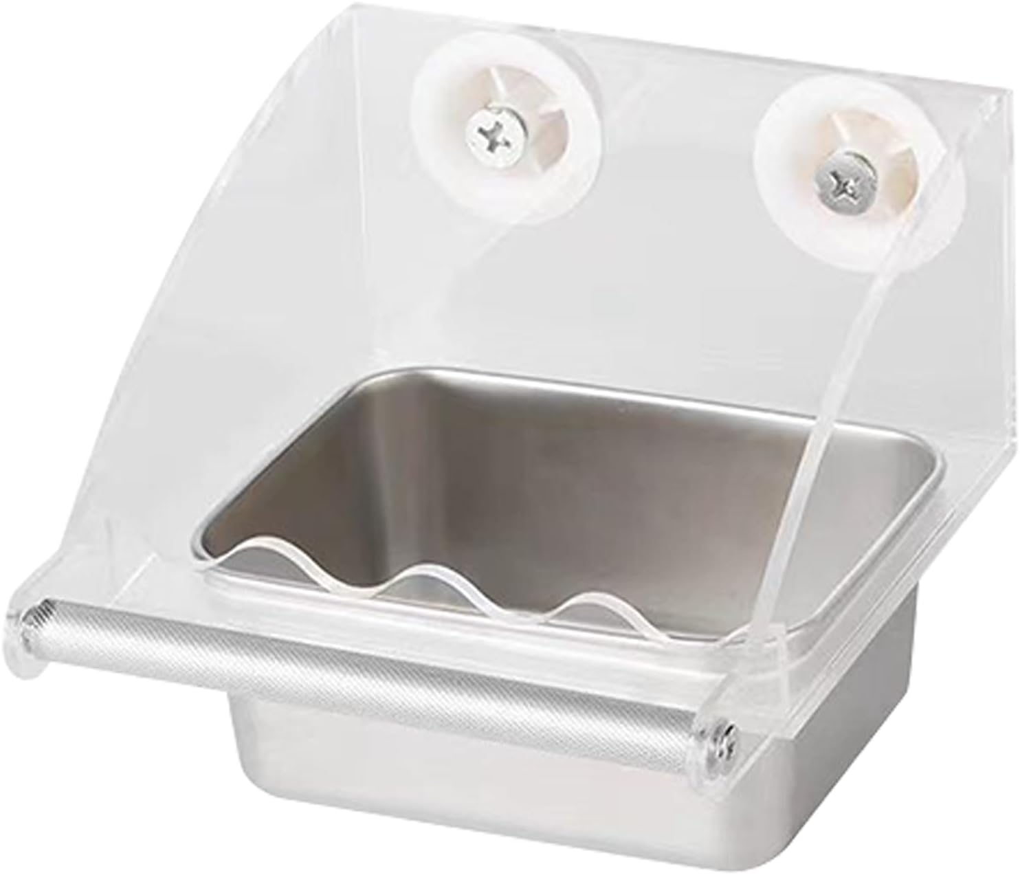 Parakeet Feeder - Clear Bird Feeder inside Cage | with Anti-Slip Bracket Stainless Bowl for Hummingbird Lovebirds Parrots Indoor Garden image number 2