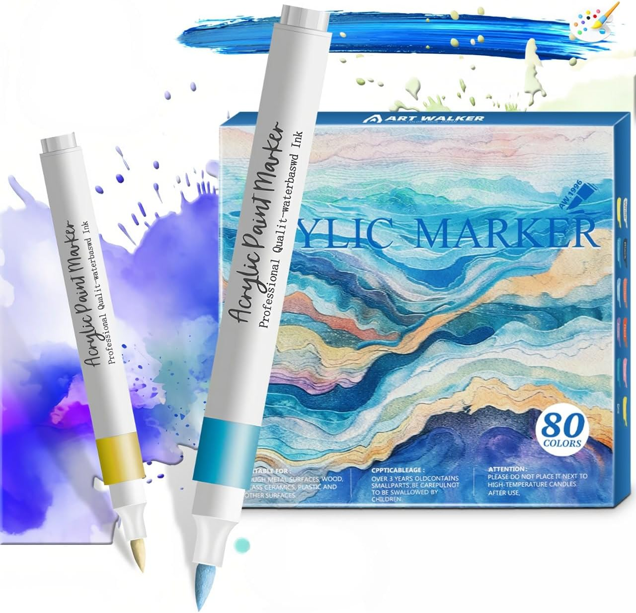 80 Colors Acrylic Paint Markers, Fabric Markers, Acrylic Markers, Acrylic Paint Pens, Opaque Waterbased Quick, for Wood, Canvas, Rock Painting, Glass, Ceramic Surfaces, DIY Crafts Making Art Supplies image number 3