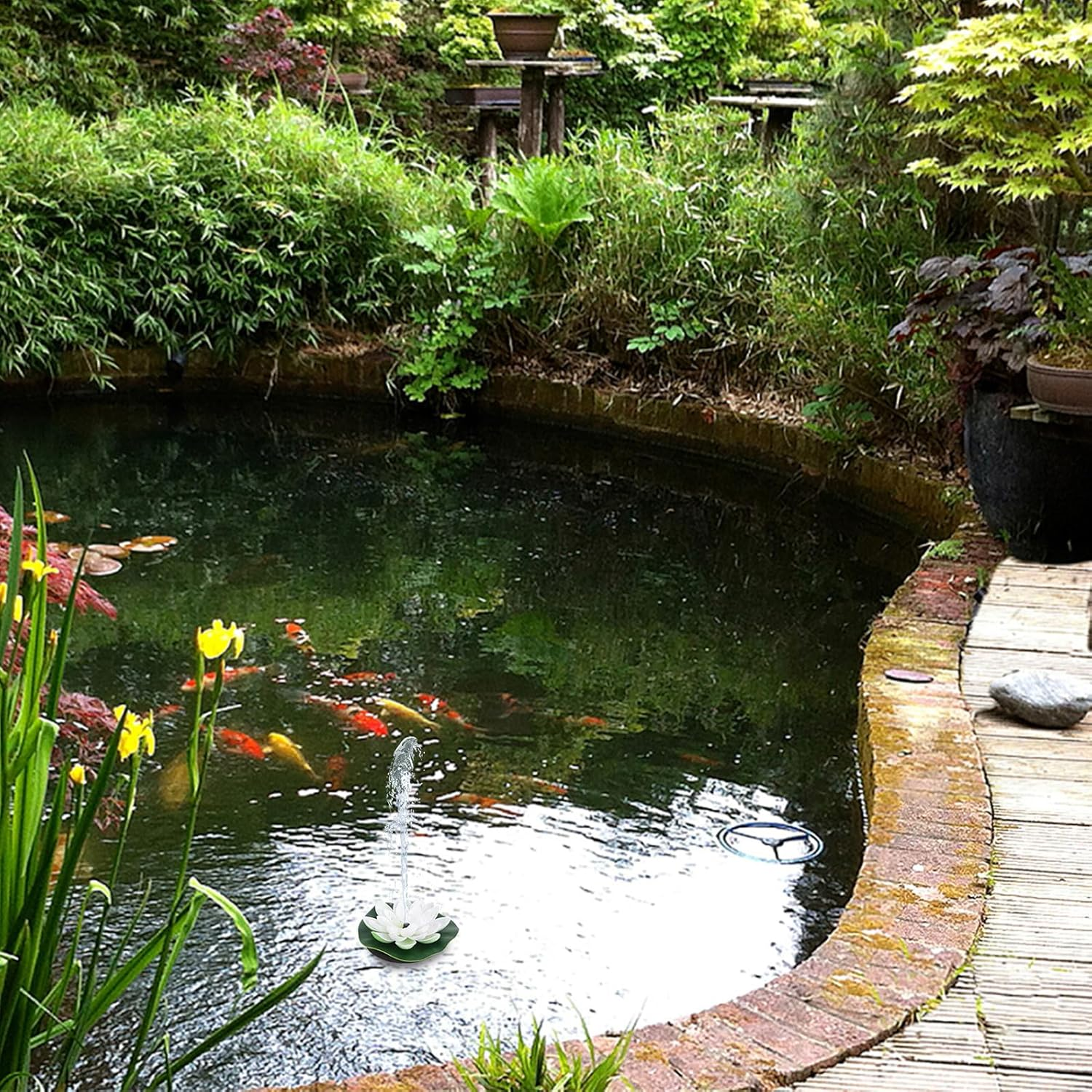 GALPADA Solar Powered Floating Water Fountain Lotus Flower Design Outdoor Garden Pump for Fish Tank Decoration with Spray Height White image number 2