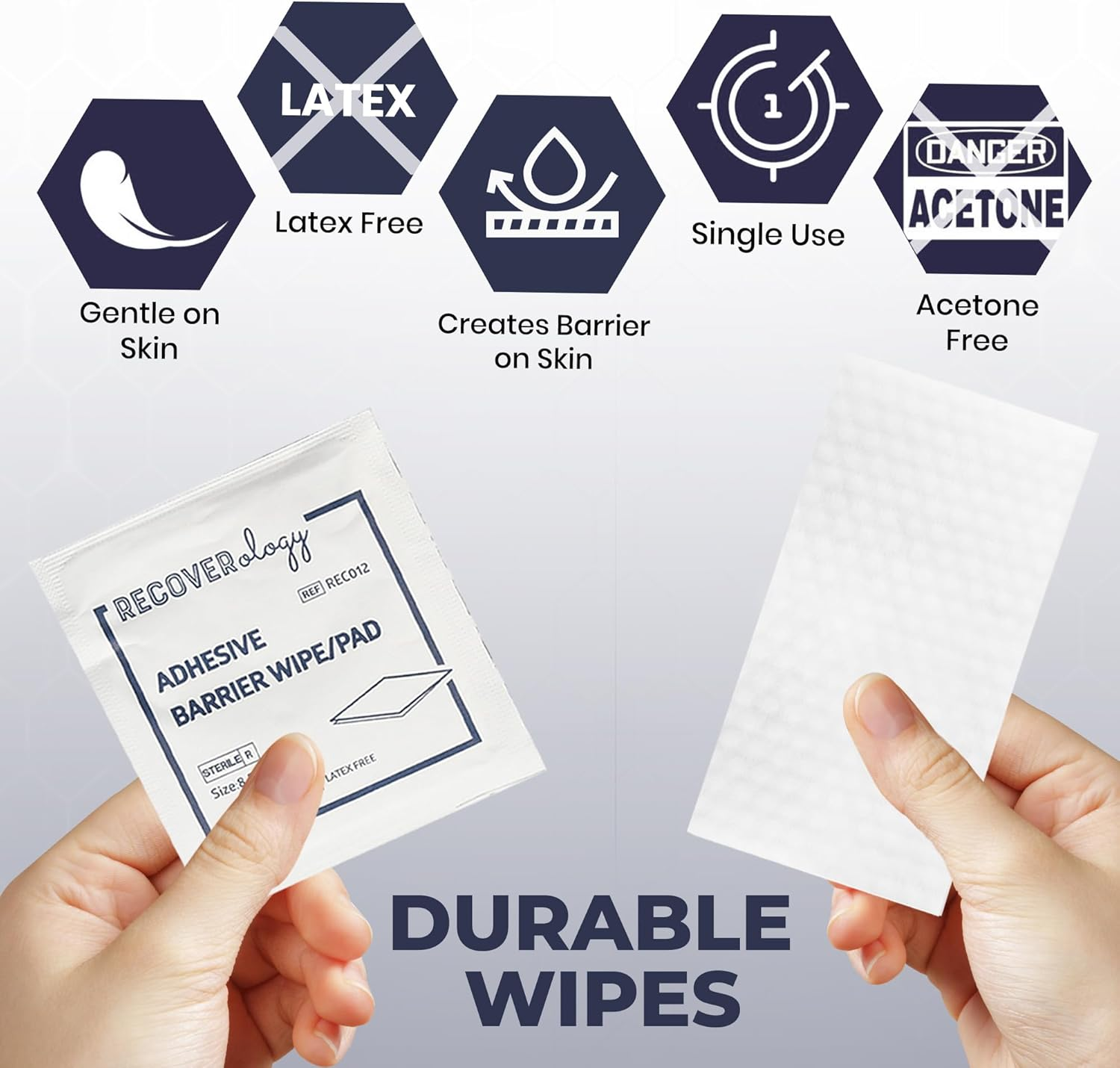 Adhesive Barrier Wipes | Pack of 50 Pads | Skin Protective Barrier Wipes | Improves Tacky Effect of Attachments on Skin | Non Sting | Acetone Free image number 4