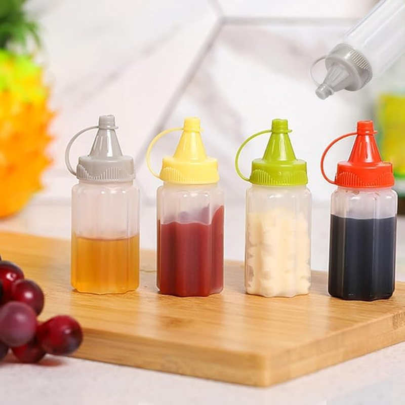 WEZCHUGHAOL Squeeze Bottles for Sauces and Condiments, 8 Pack, Mini Size, 4 Colours