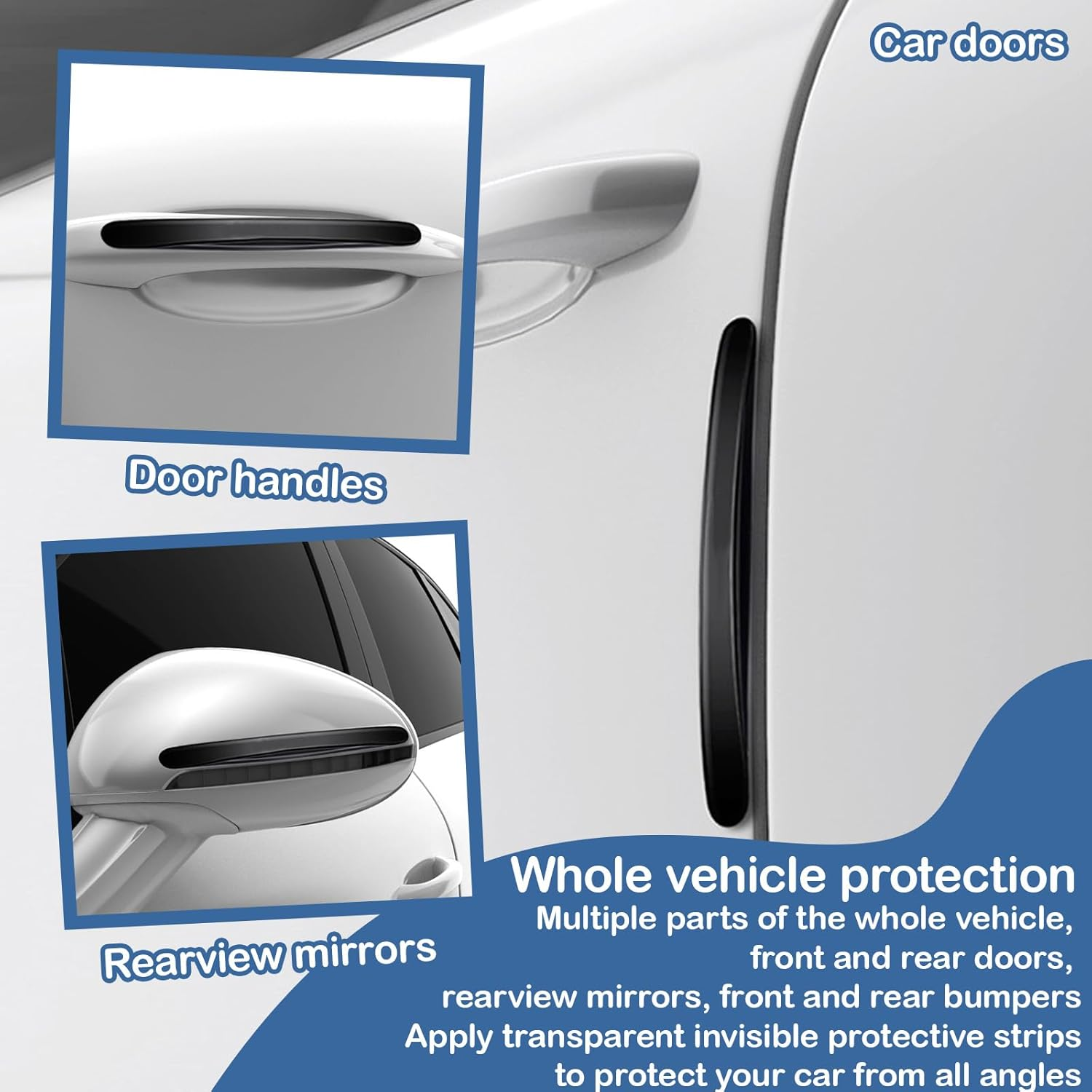 YUENTOEN 4Pcs Car Door Edge Protector, Anti-Scratch Car Door Protector Trim Strip with Self Adhesive for Auto, Sedans, Truck, SUV, Black image number 4