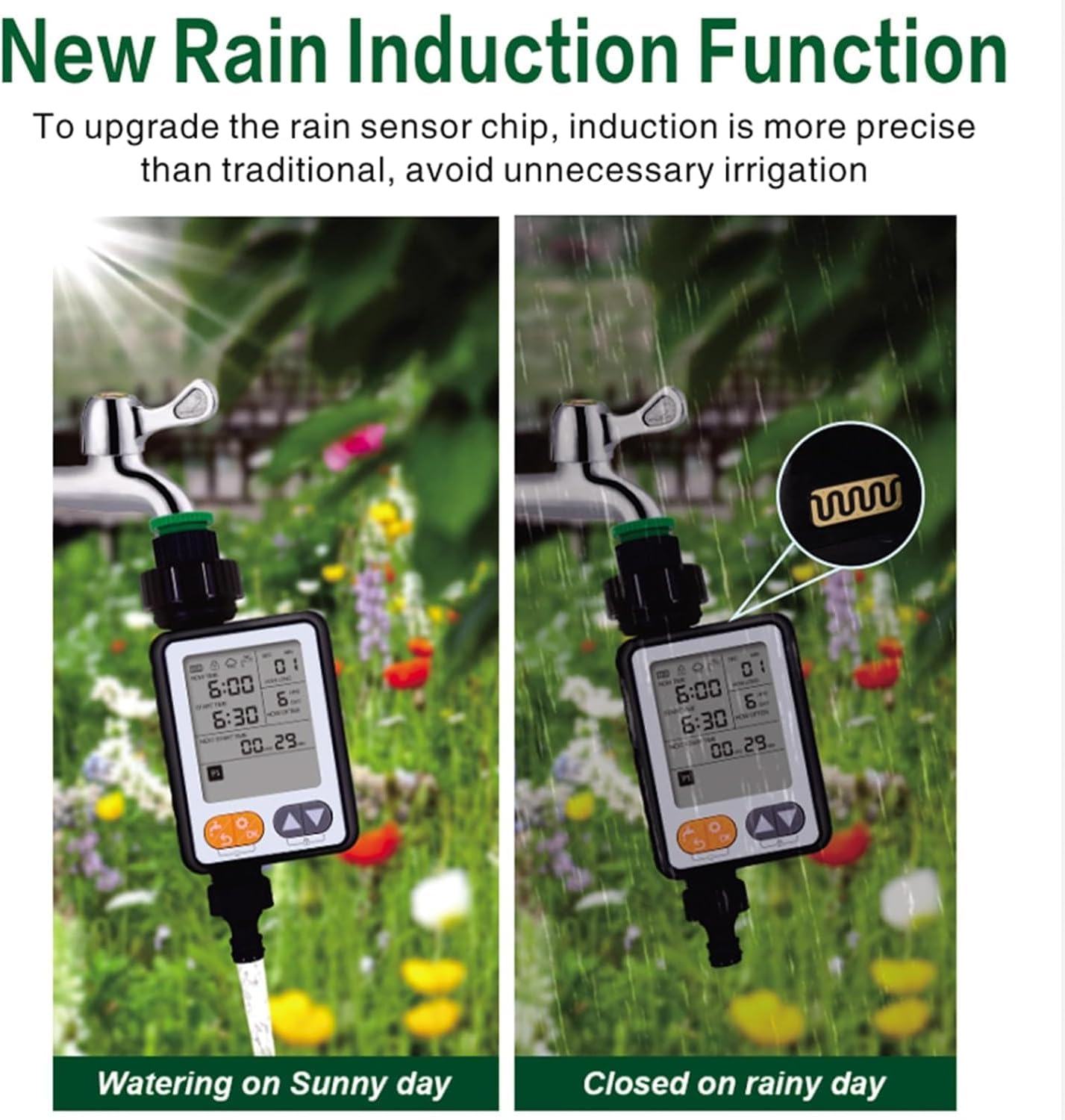 Digital Water Timer, Sprinkler Timer Programmable, Garden Hose Timers for Watering Large LCD Display, Manual Irrigation Mode, IP65 Waterproof Lawn Patio Farm (HUA102)