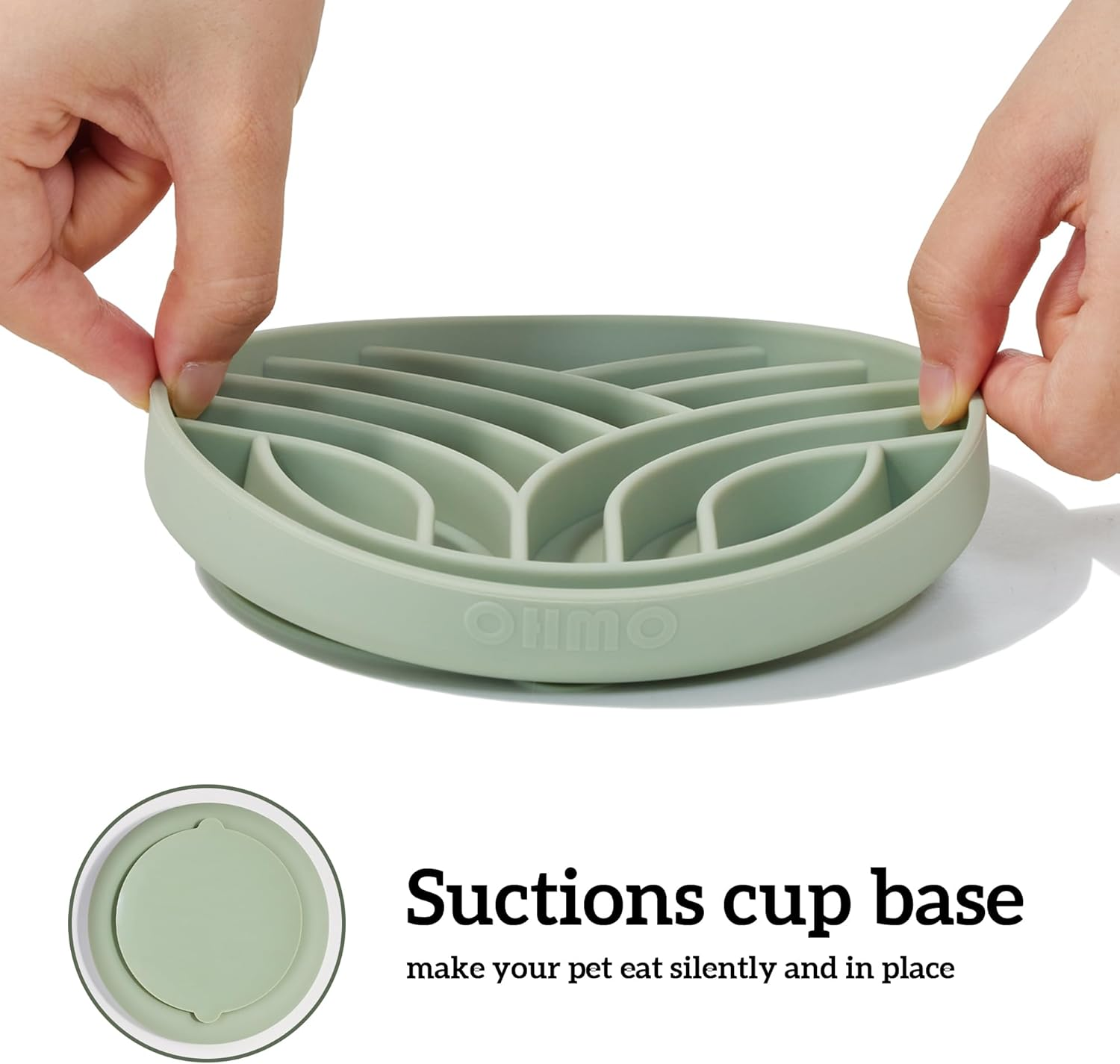 OHMO Slow Feeder Dog& Cat Bowl, Silicone Puppy Cat Food Bowl with Anti-Slip Suction Cup Slow down Small Dogs Eating, anti Choking (S-Diamond,Camo Green) image number 2