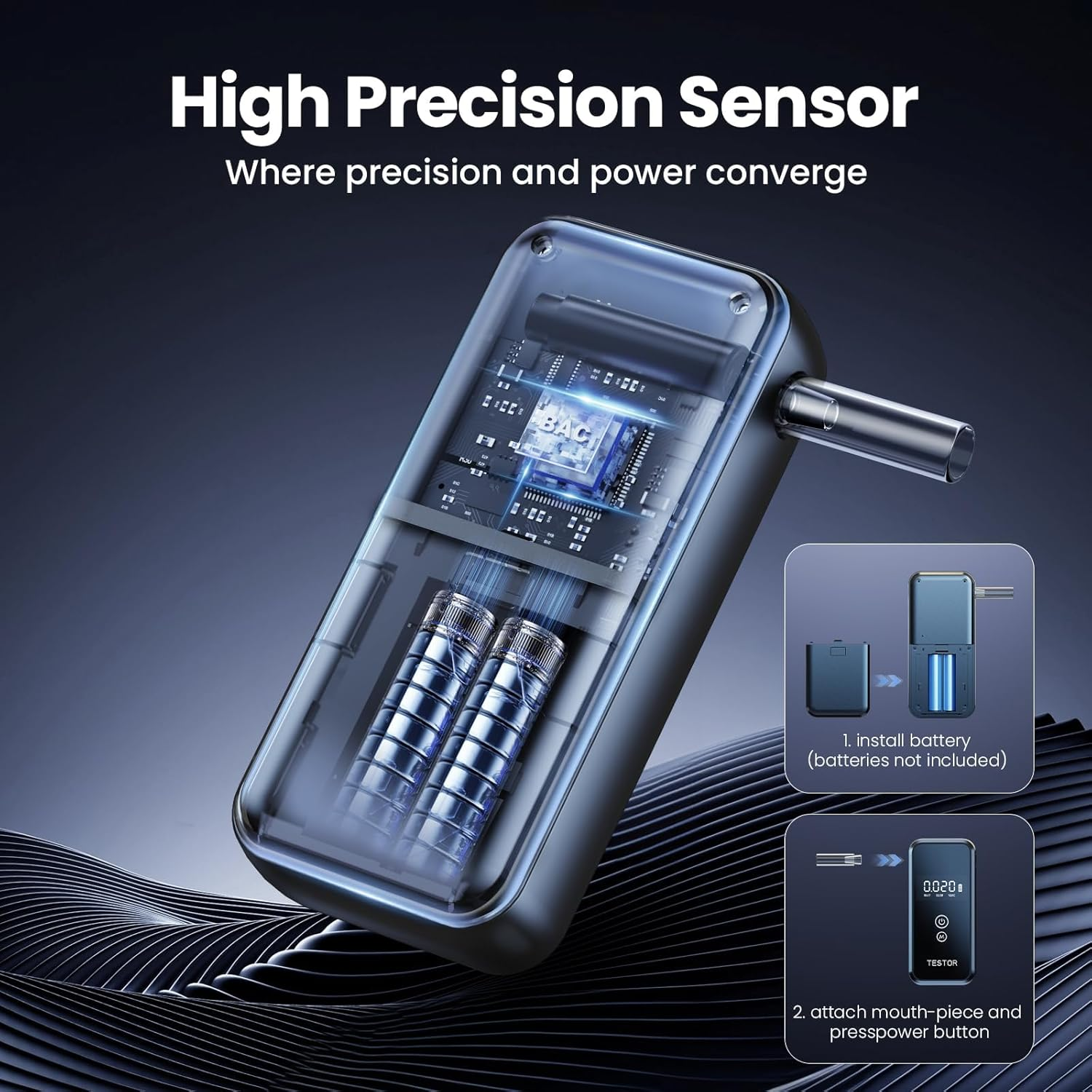 Breathalyzers, 2025 Upgraded Professional-Grade Breathalyzers for Alcohol, High-Accuracy Portable Alcohol Breathalyzer with 8 Reusable Mouthpieces image number 1