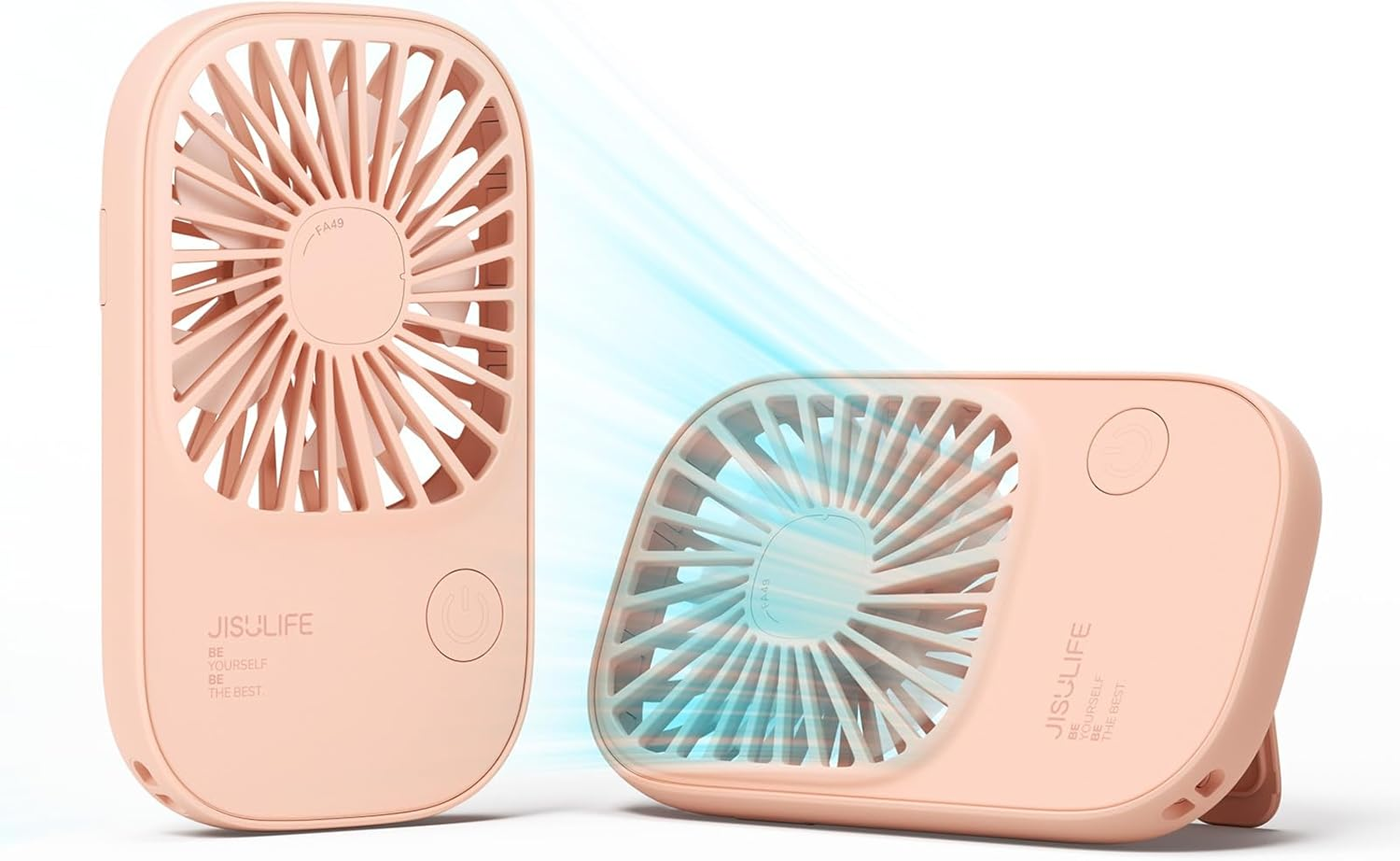 JISULIFE Handheld Mini Fan, Ultra Slim Portable Hand Fan, Small Personal Fan with Bracket, USB Rechargeable Pocket Fan with 3 Speeds, Battery Operated Eyelash Fan for Girls Kids Women Men Travel-Beige