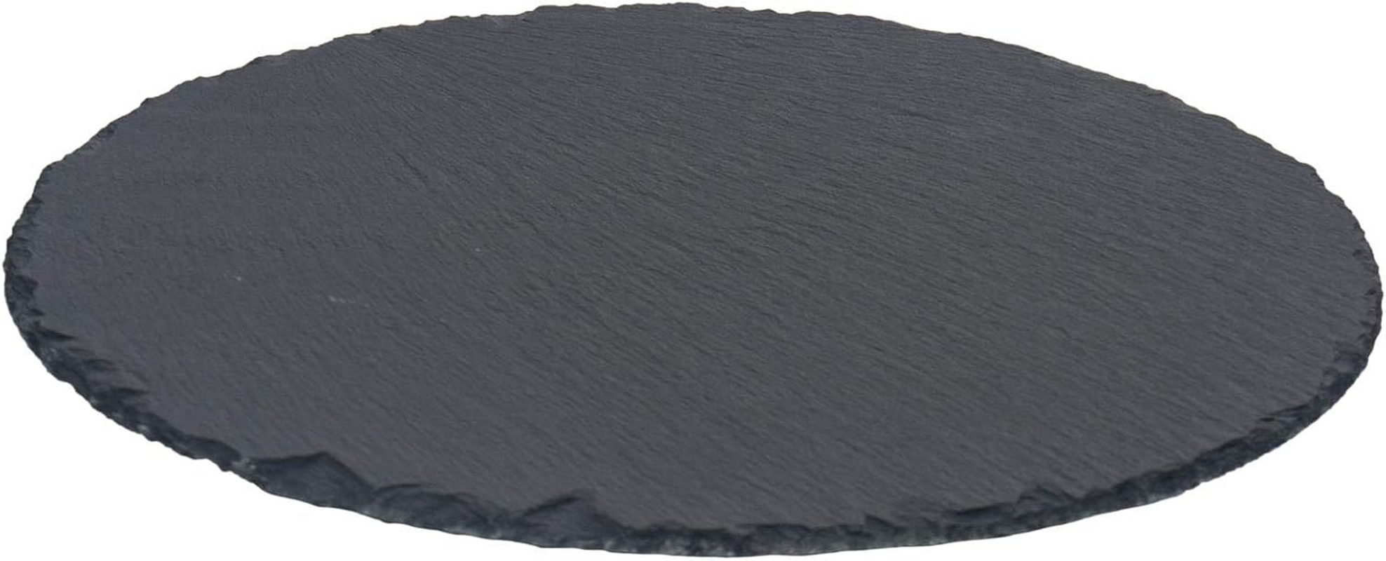 Argon Tableware Slate Serving Platter - round - 33Cm - Pack of 1 - Black Natural Slate Rustic Raw Cut Serving Platter Fruit Savoury Placemat Cheese Board with Soft Padded Feet image number 4