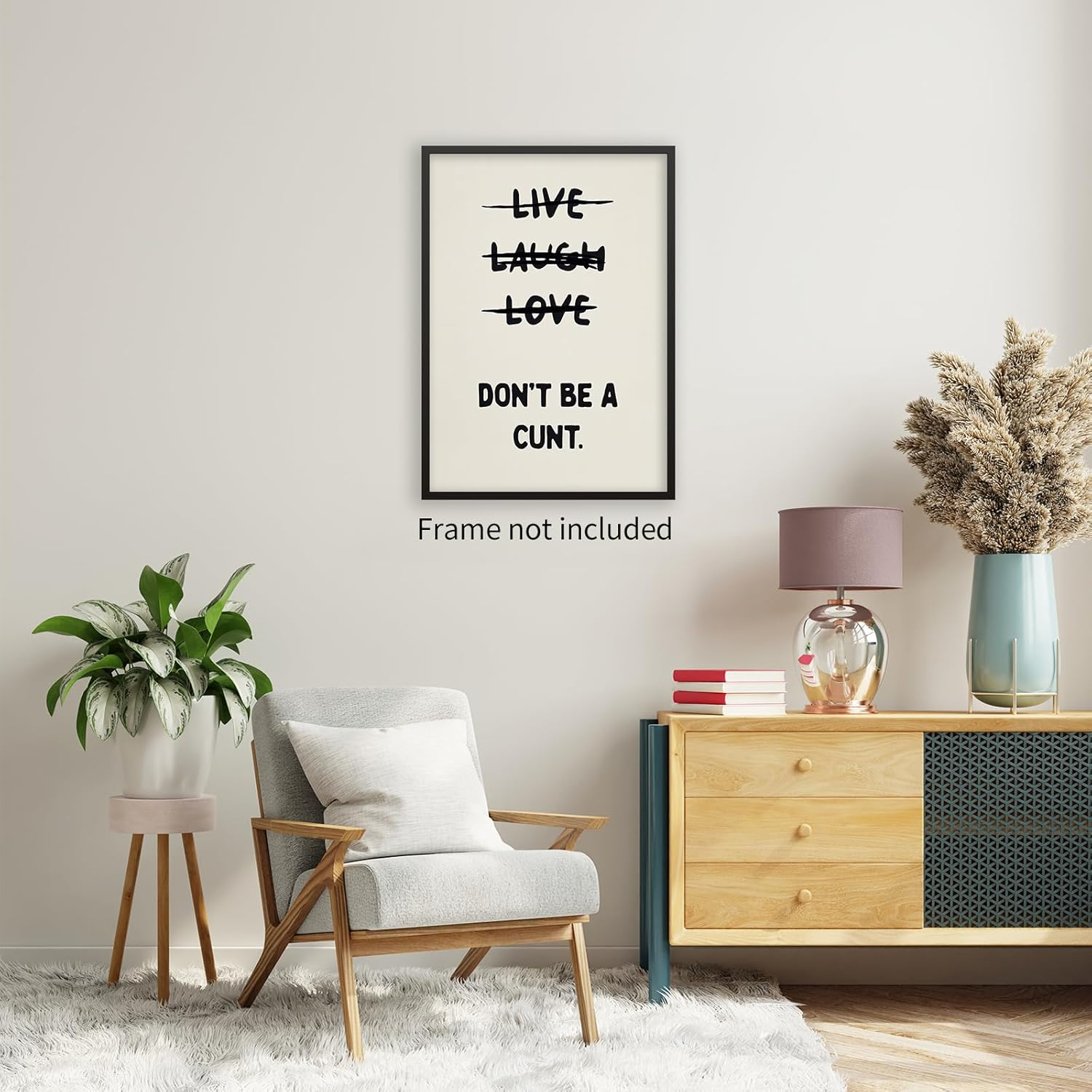 Funny Quotes Wall Decor Live Love Laugh Wall Art Retro Beige Poster Sweary Rude Prints Don'T Be a Canvas Painting for Living Room Bedroom 12X16 Inch Unframed image number 6