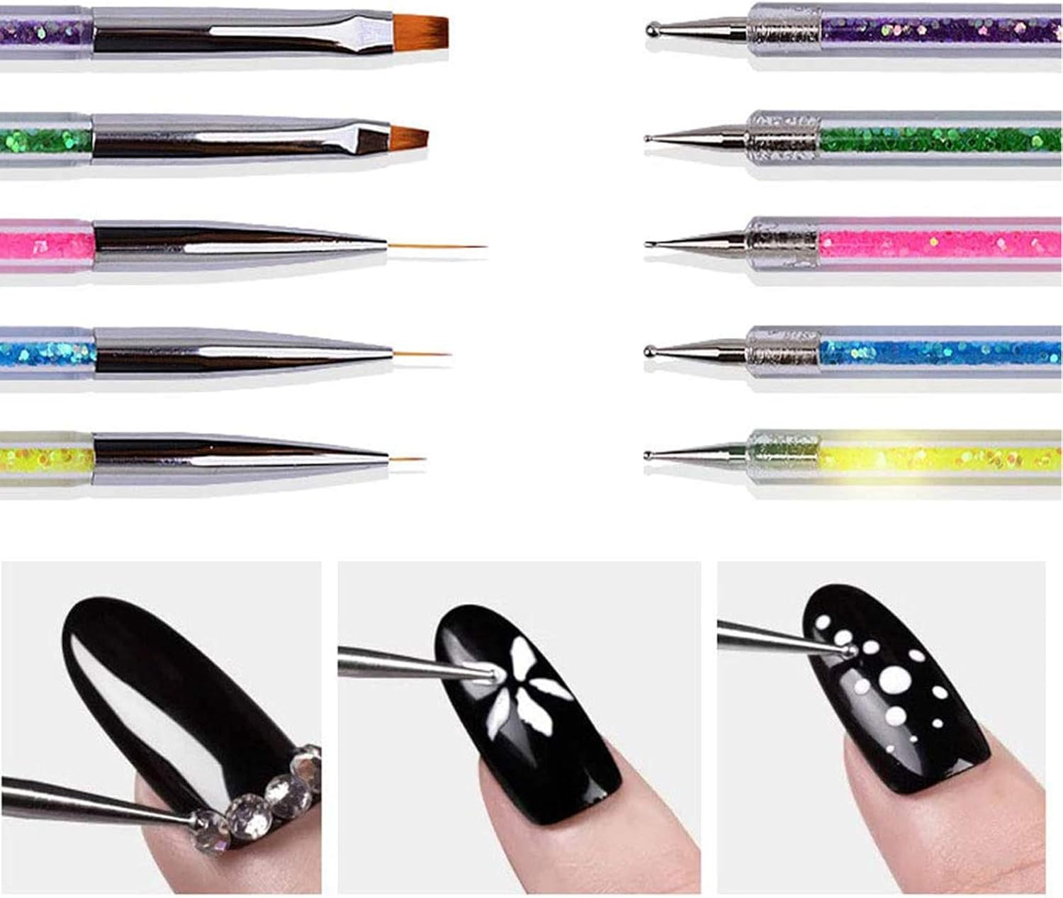 5 Pieces Nail Dotting Pen Nails Arts Pens Kit Liner Brushes image number 3