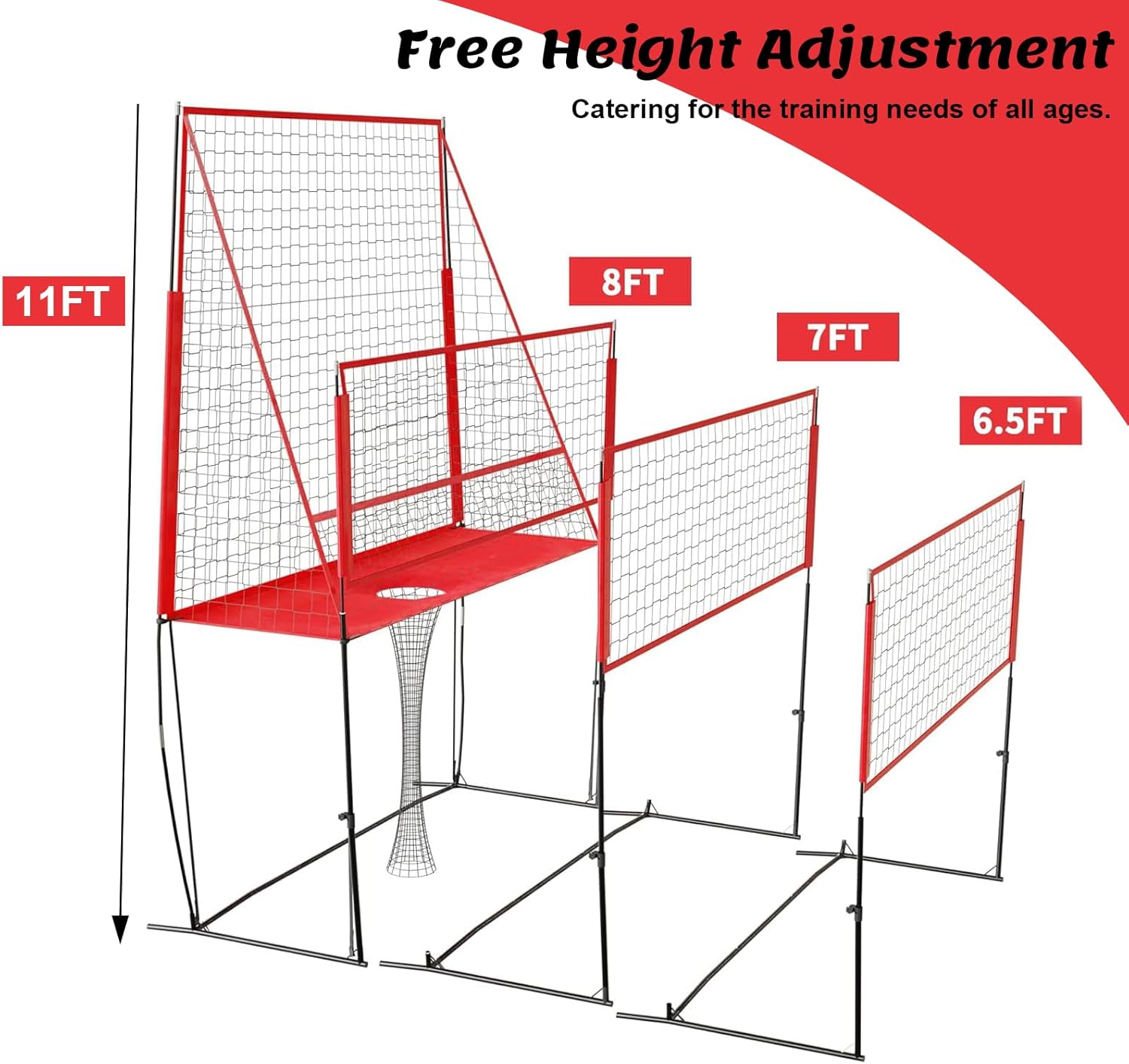 KAIGITE Volleyball Training Net System, Adjustable Portable Volleyball Practice Equipment Net for Hitting and Serving Trainer with Carry Bag, Easy Assembly for Indoor and Outdoor Use image number 4