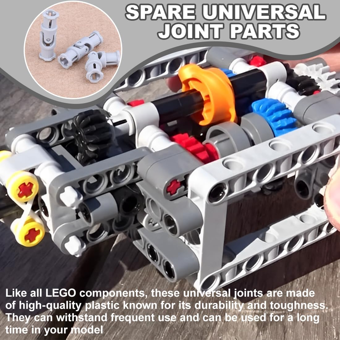 KEMUZ Pack of 15 Small Universal Joints, 3 Pins, Replacement Parts Compatible with All Major Building Block Brands (Assembled) image number 5