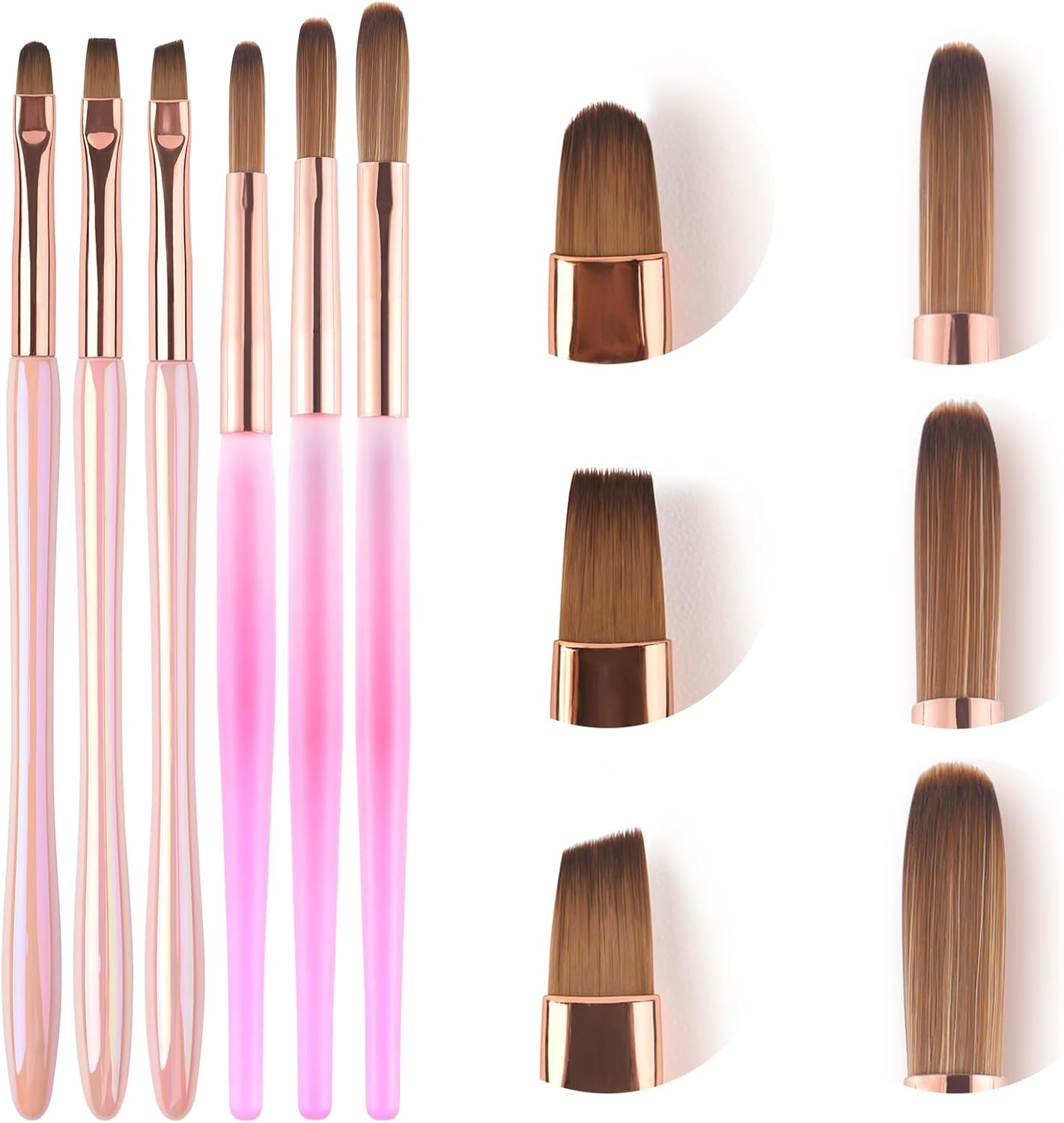 KADS Gel Nail Art Brush Set 6Pcs Oval Flat Clean up Nail Art Design Pen Painting Tools Nail Sculpting Building Brush for Manicure Nail Extension Gel Brush for Nail Salon & Home DIY Use image number 5