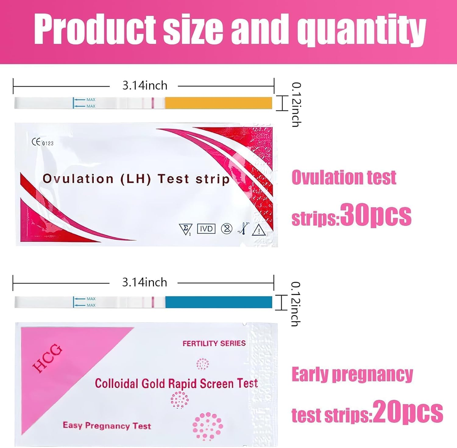 Ovulation Tests Strips, Ovulation and Pregnancy Tests (LH30-HCG20), Ovulation Predictor Kit for Highly Sensitive Fast Home Self-Checking(/50 PCS/) image number 1