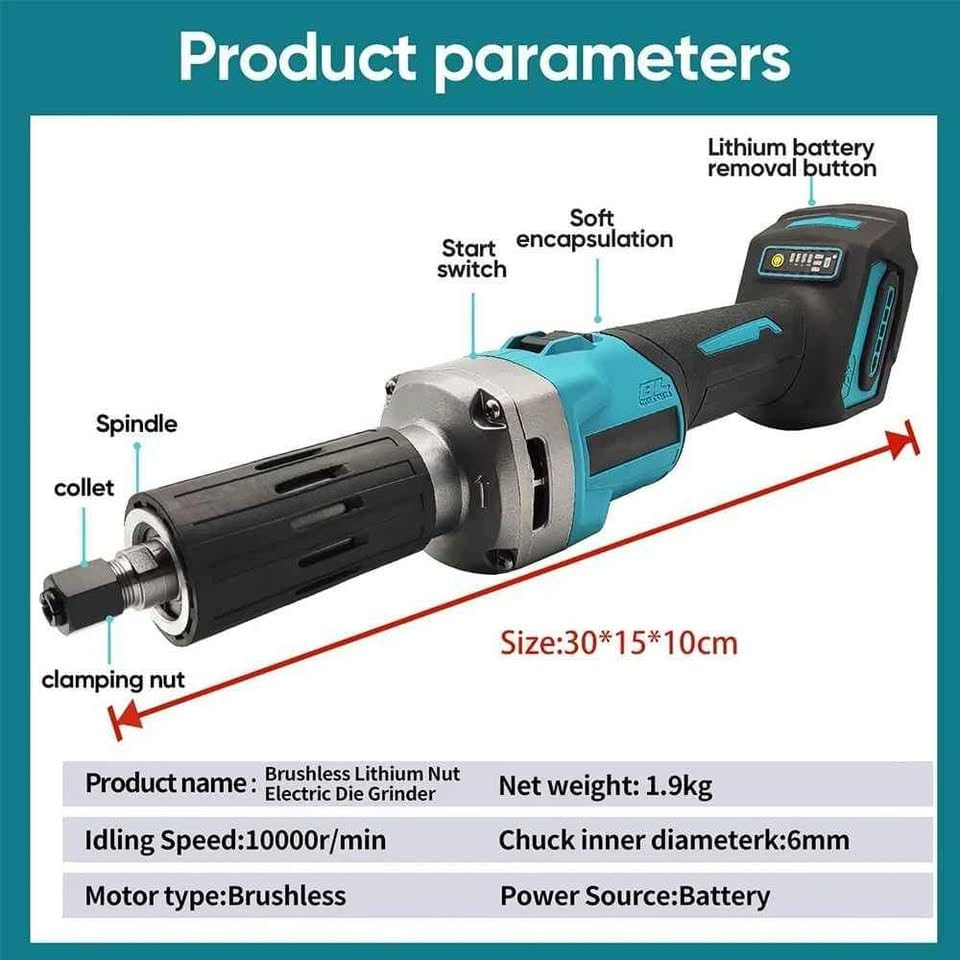 Leona Co Brushless Long Nose Die Grinder 6MM Straight Grinding for Makita 18V Battery Multifunction Tool image number 2